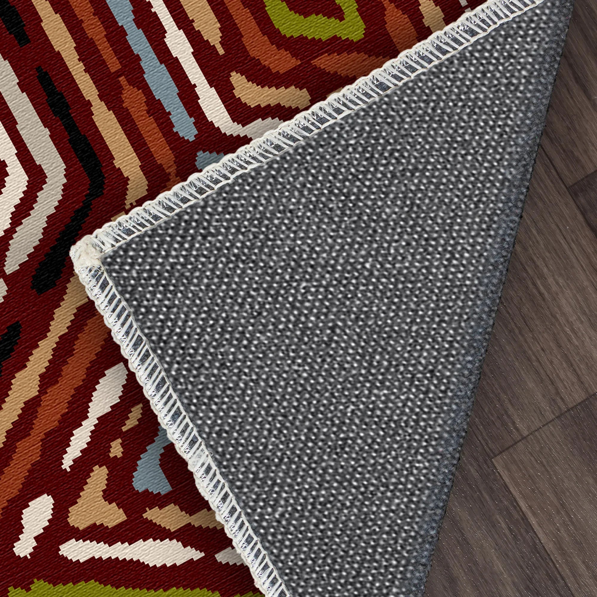 Rustic Red Tribal Diamond Rug