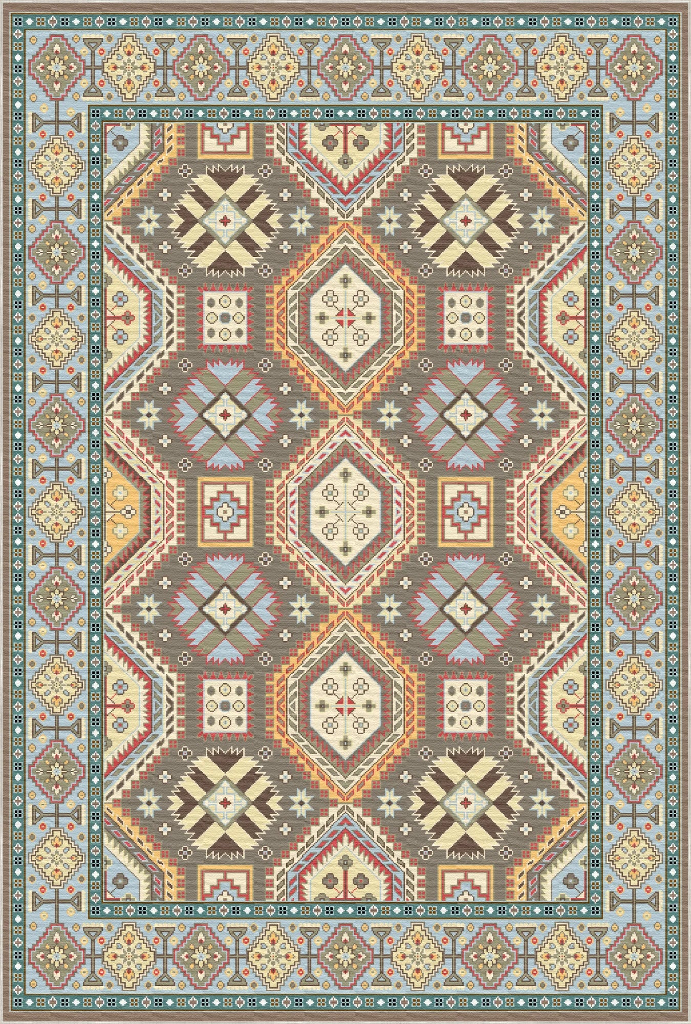 Kora Slate Diamond Tribal Rug