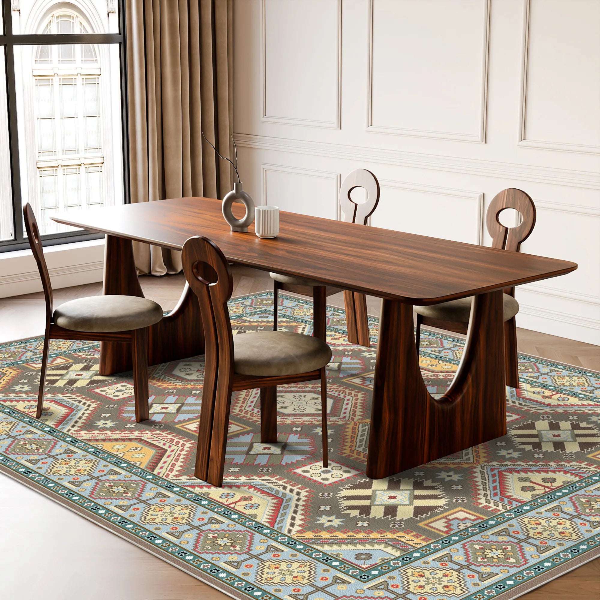 Kora Slate Diamond Tribal Rug