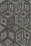 Modern Charcoal Tribal Diamond Rug Anthracite