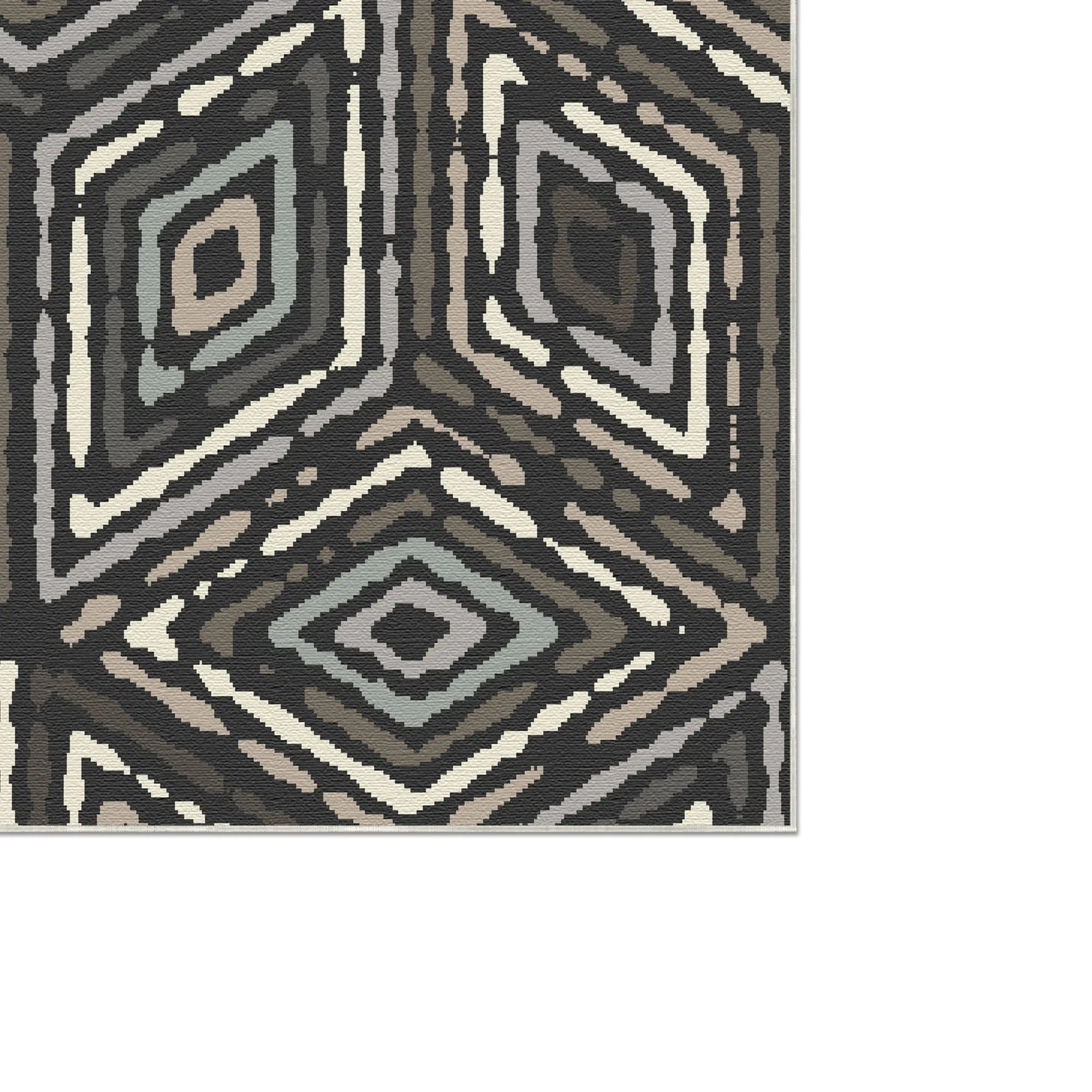 Modern Charcoal Tribal Diamond Rug