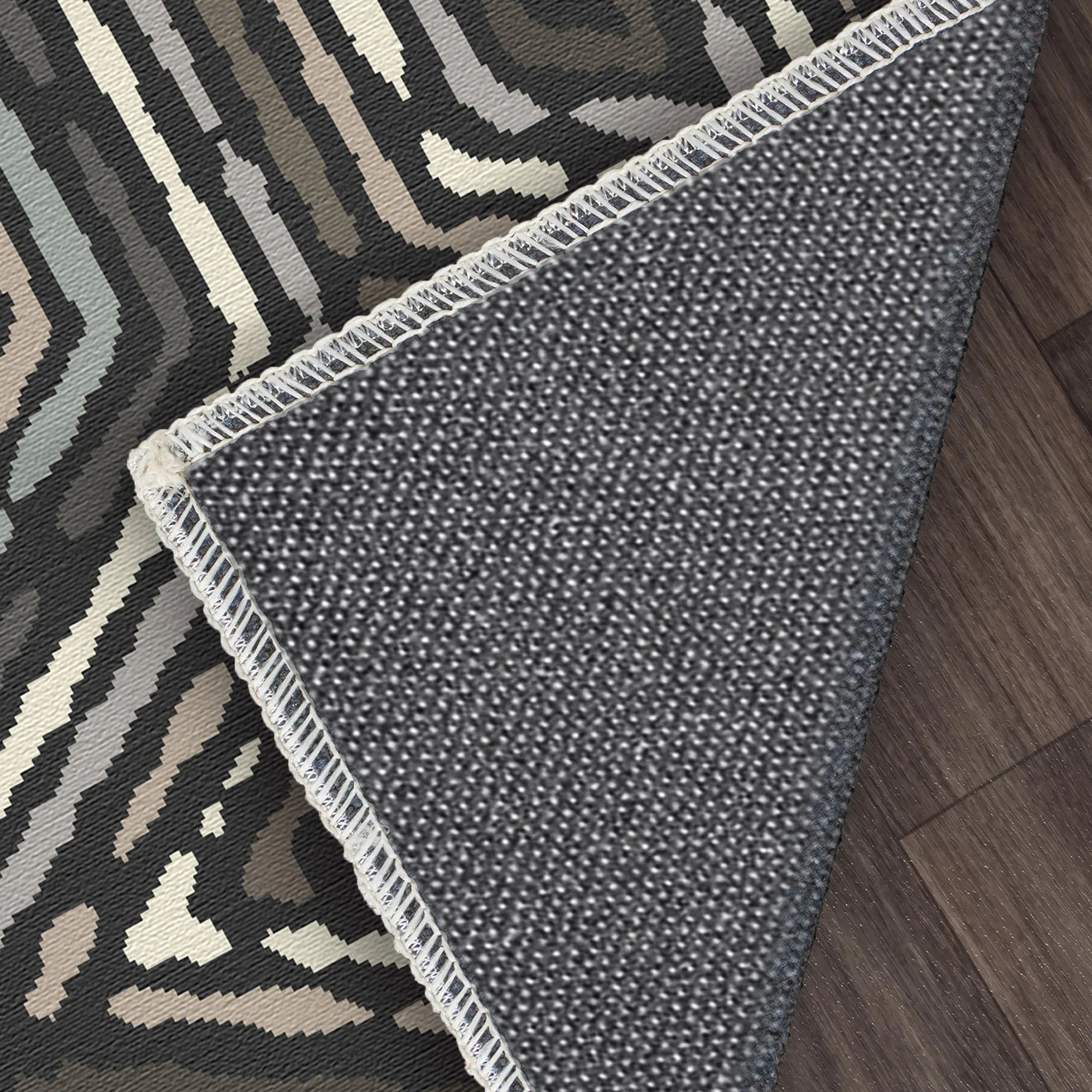 Modern Charcoal Tribal Diamond Rug
