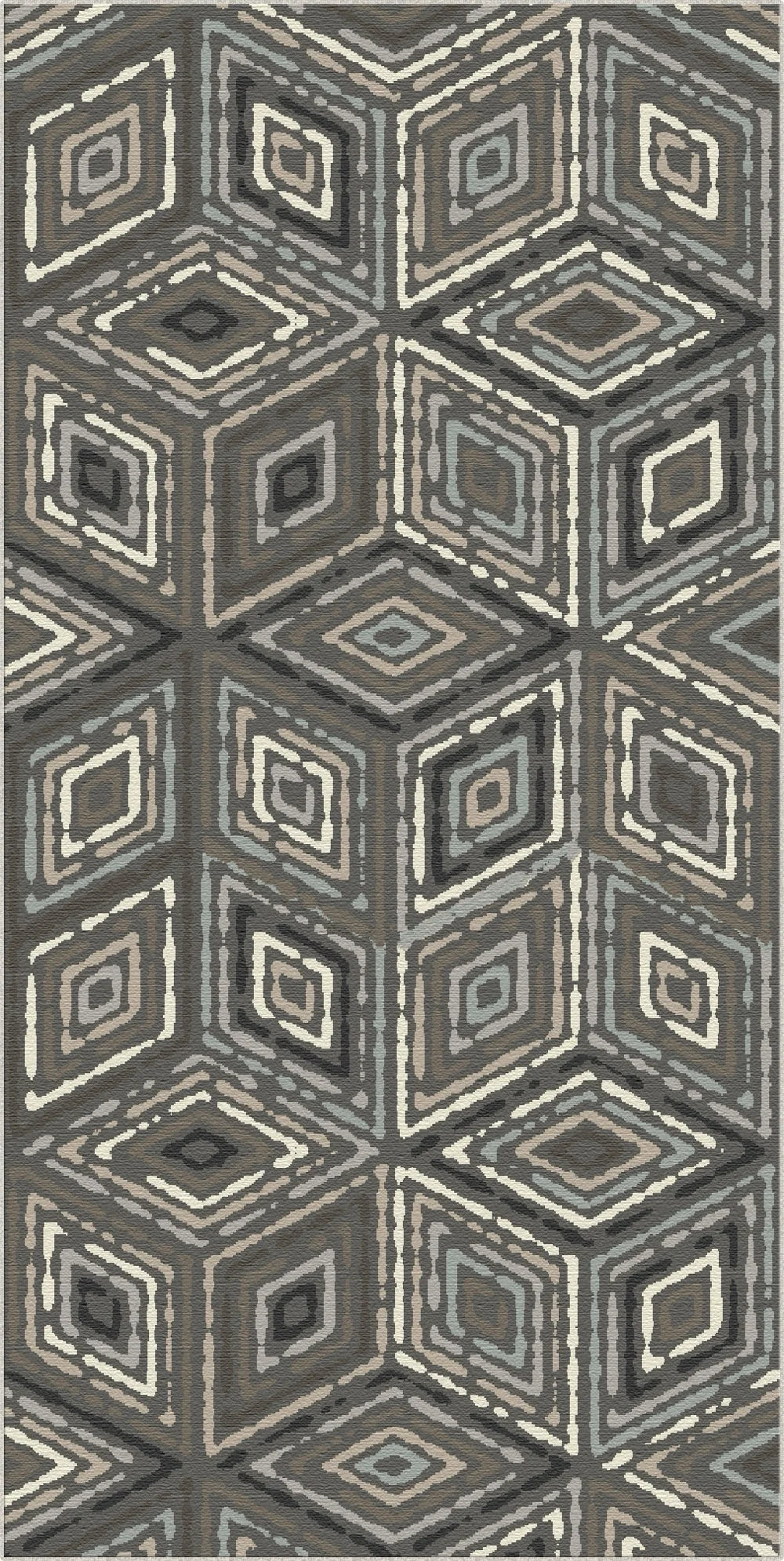 Tappeto Urbano Tribale a Diamante Grigio