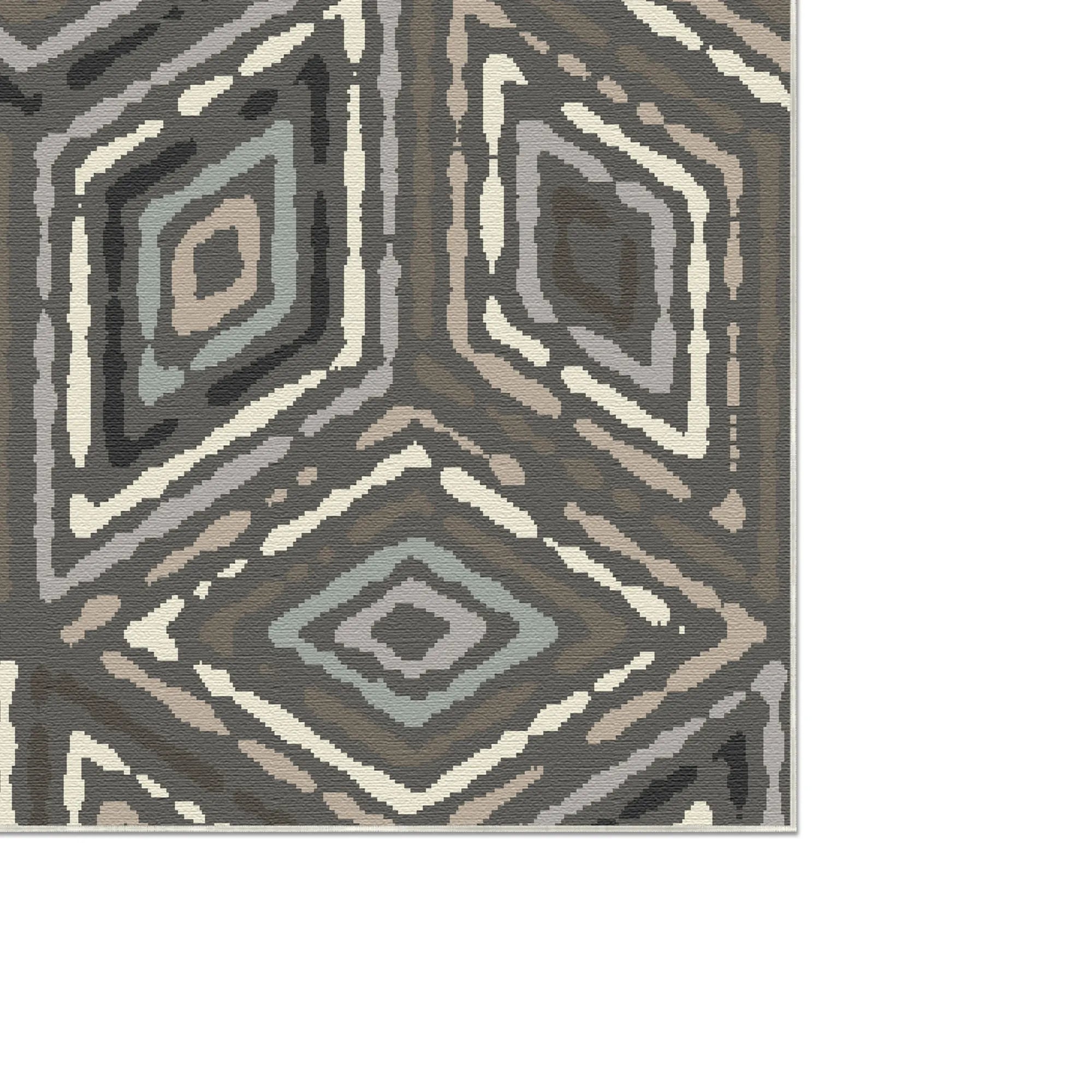 Urban Grey Tribal Diamond Rug