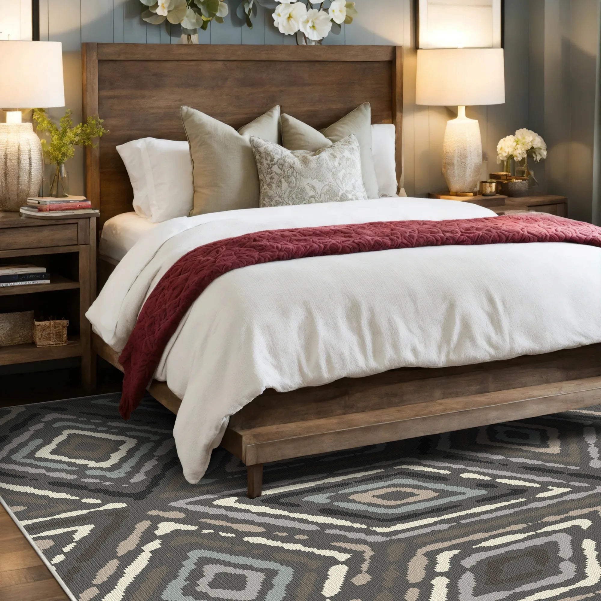 Urban Grey Tribal Diamond Rug