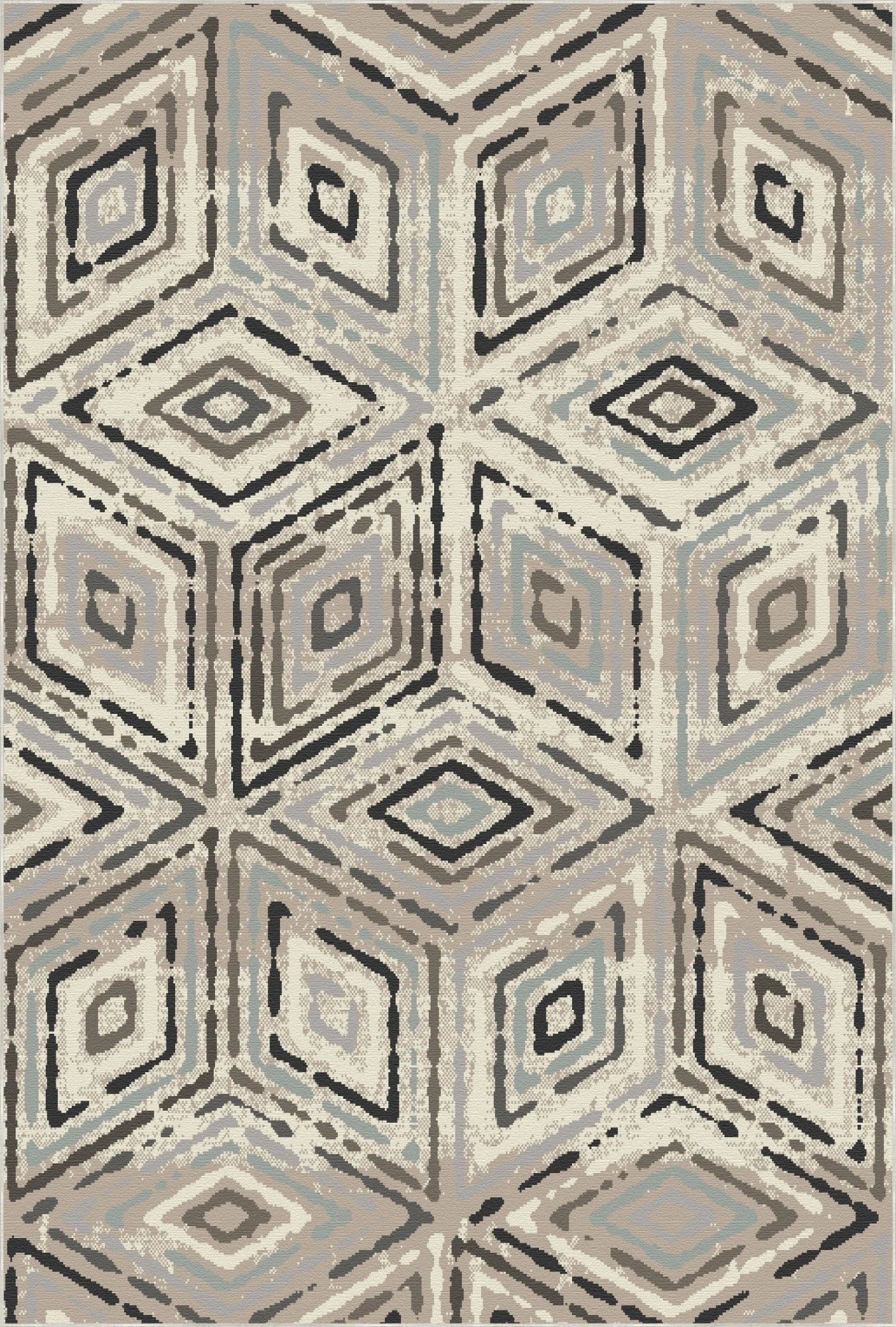 Modern Mist Geometric Diamond Rug