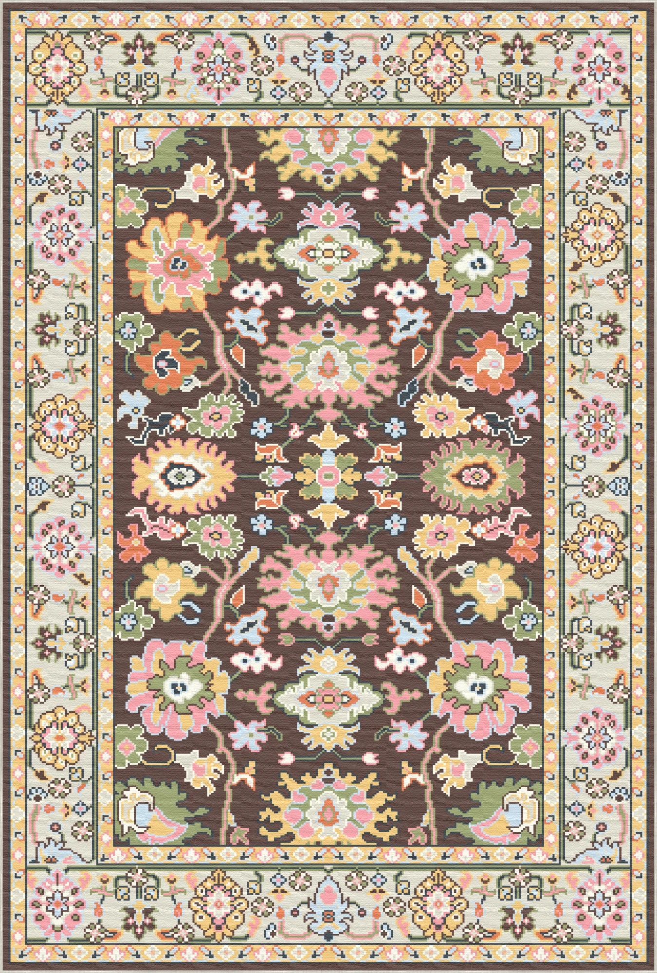 Lumina Cocoa Floral Garden Rug