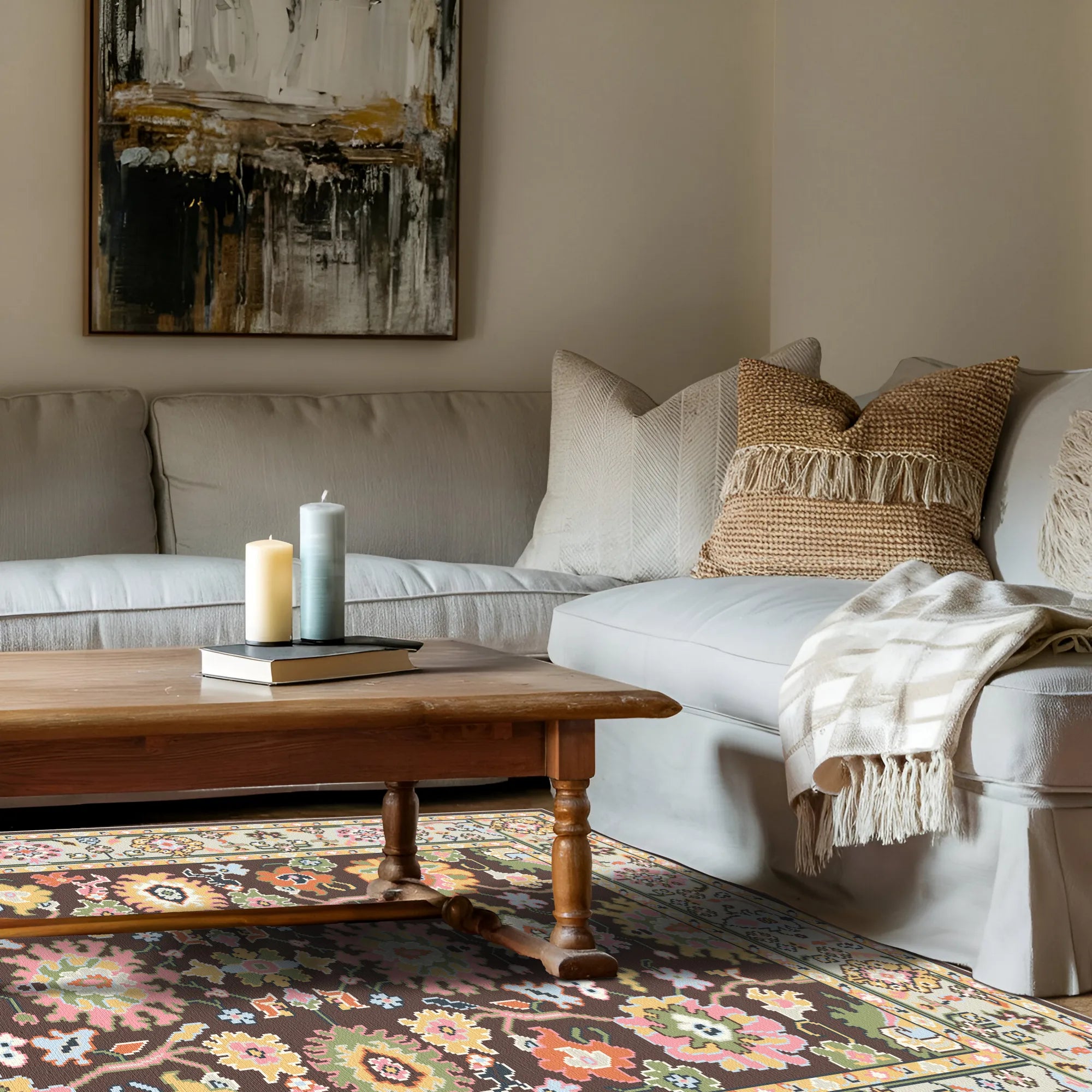 Lumina Cocoa Floral Garden Rug