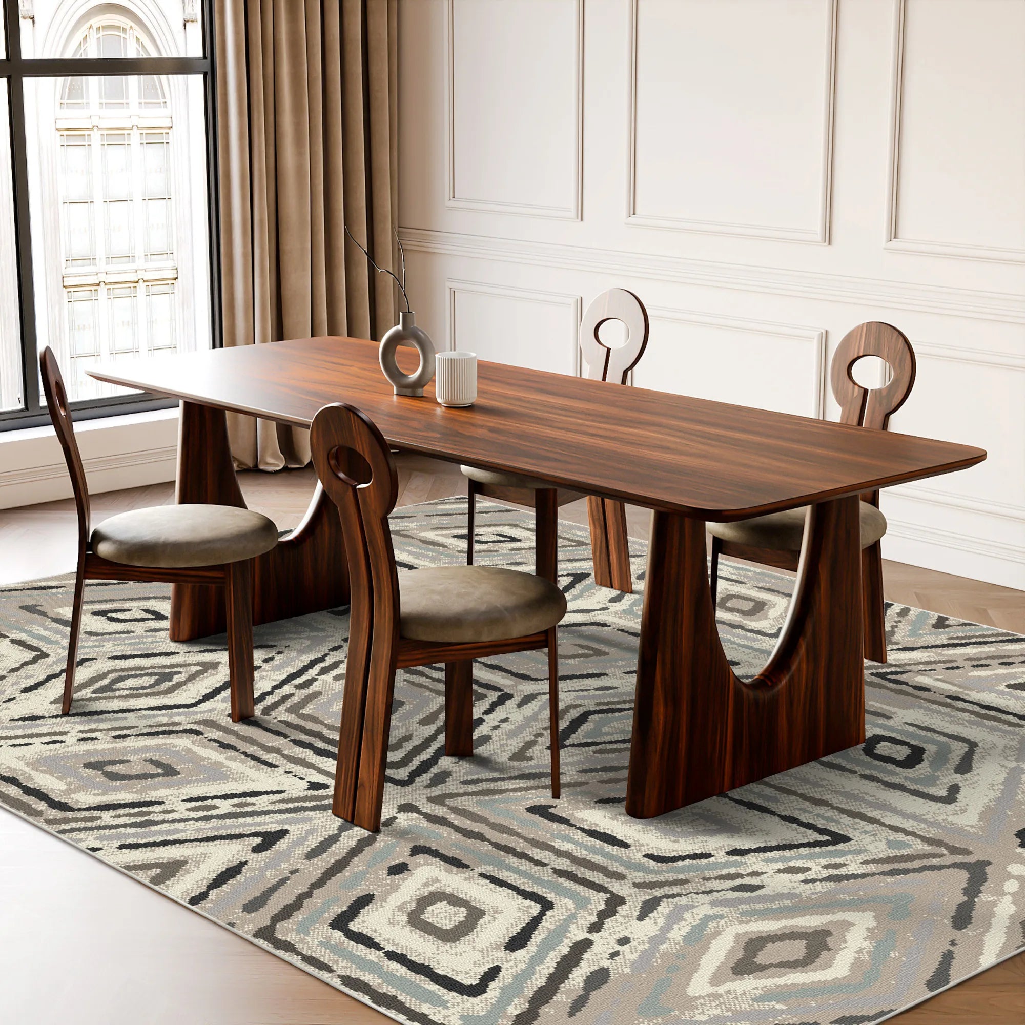 Modern Mist Geometric Diamond Rug