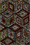 Bold Red Black Tribal Diamond Rug Red
