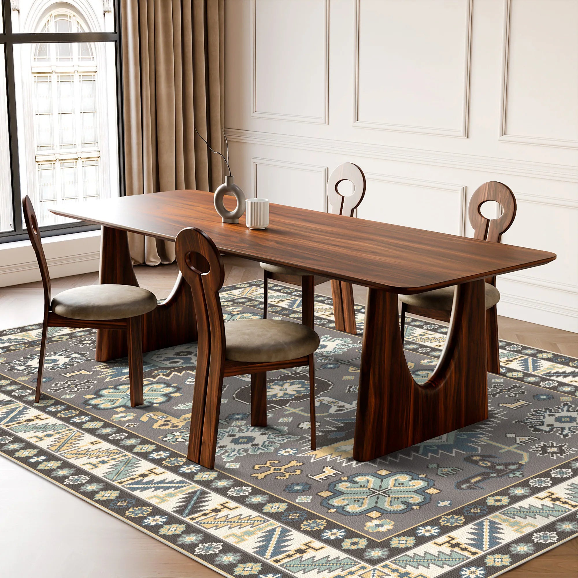 Astraea Ash Tribal Medallion Rug