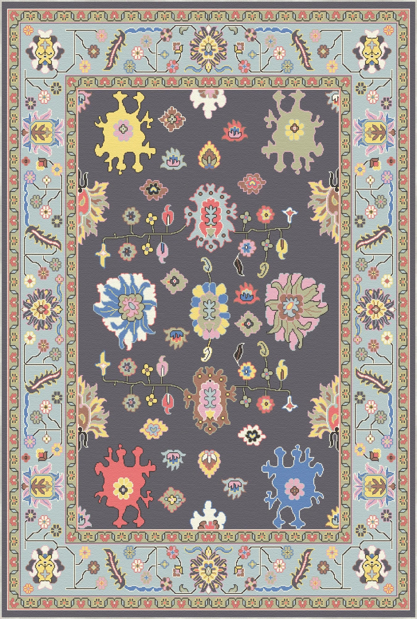 Lyra Midnight Abstract Floral Rug