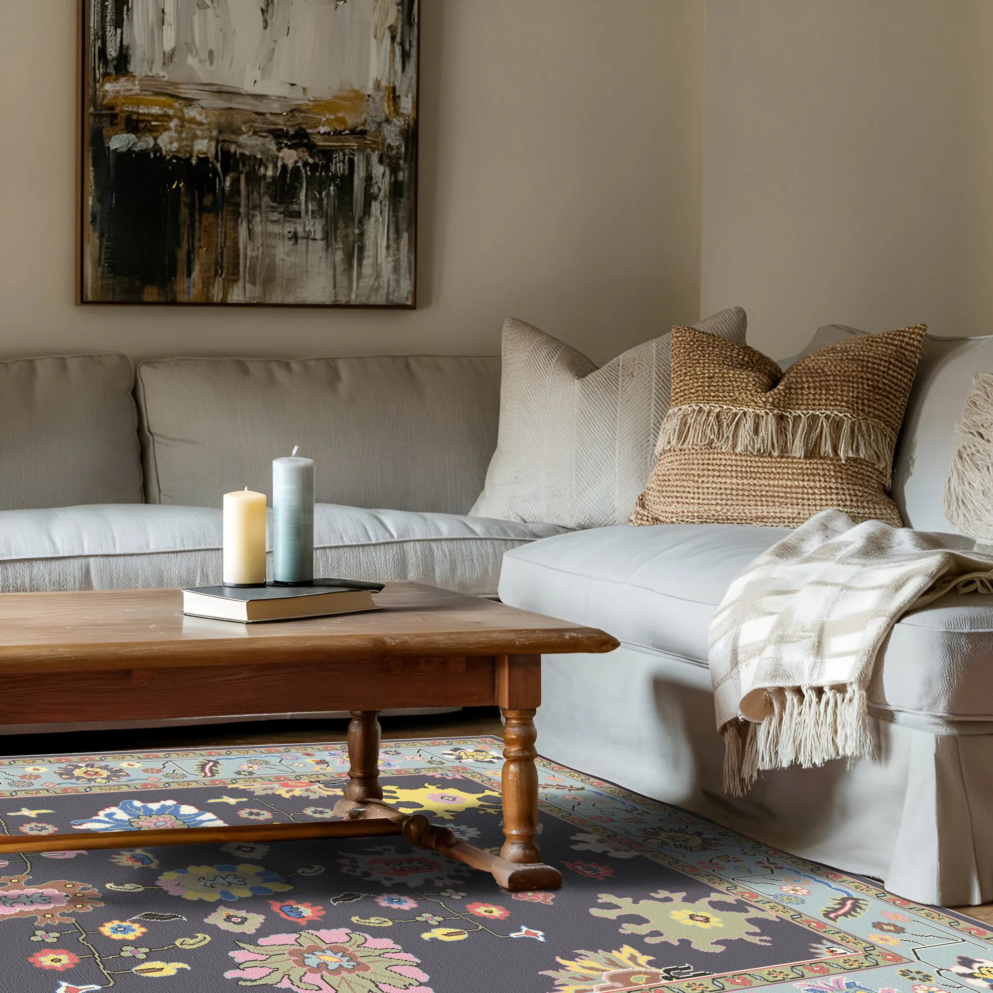 Lyra Midnight Abstract Floral Rug