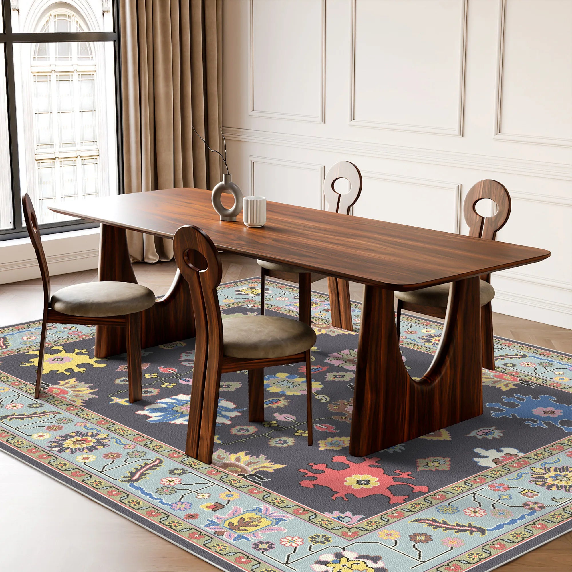 Lyra Midnight Abstract Floral Rug