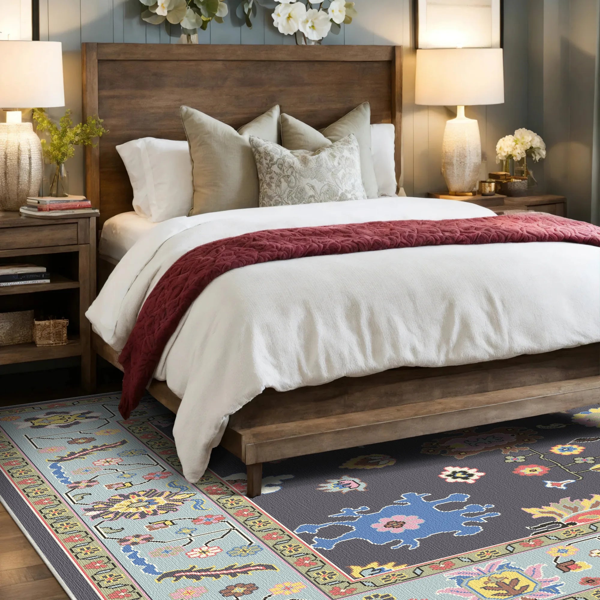 Lyra Midnight Abstract Floral Rug