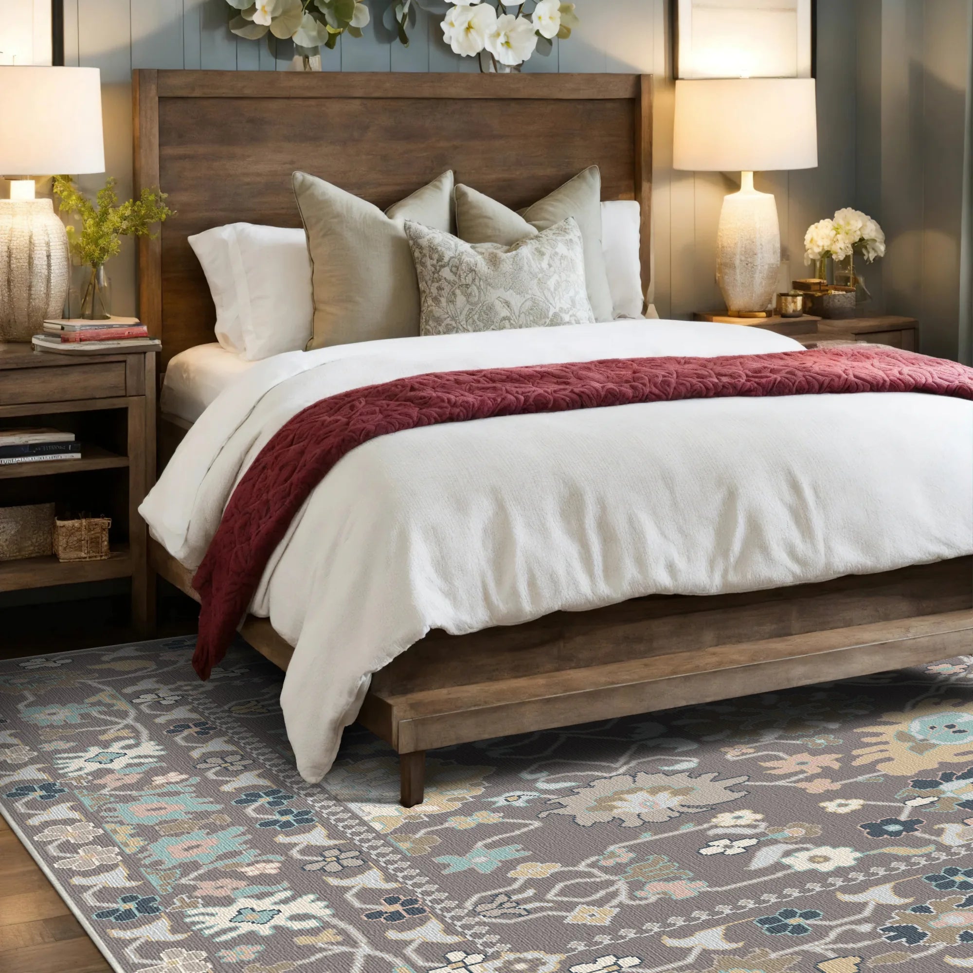 Aria Pastel Vintage Floral Rug