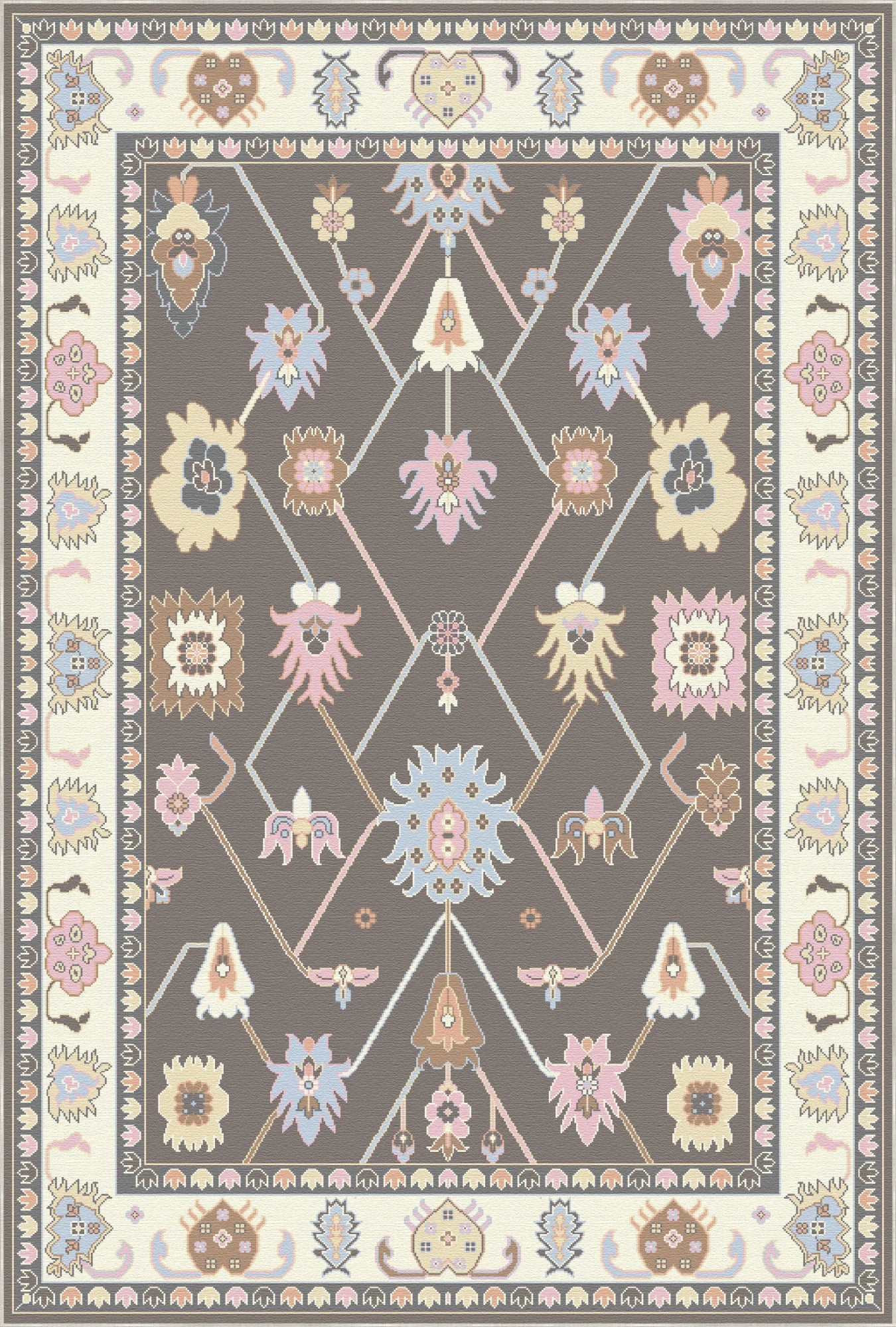 Vera Blush Lattice Floral Rug