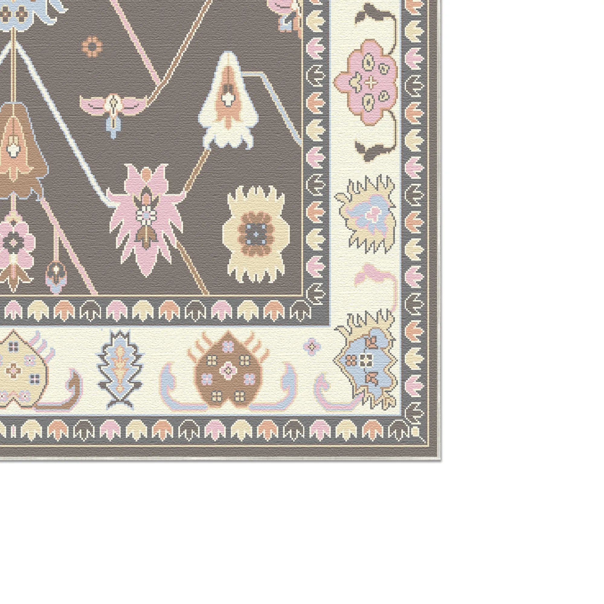 Vera Blush Lattice Floral Rug