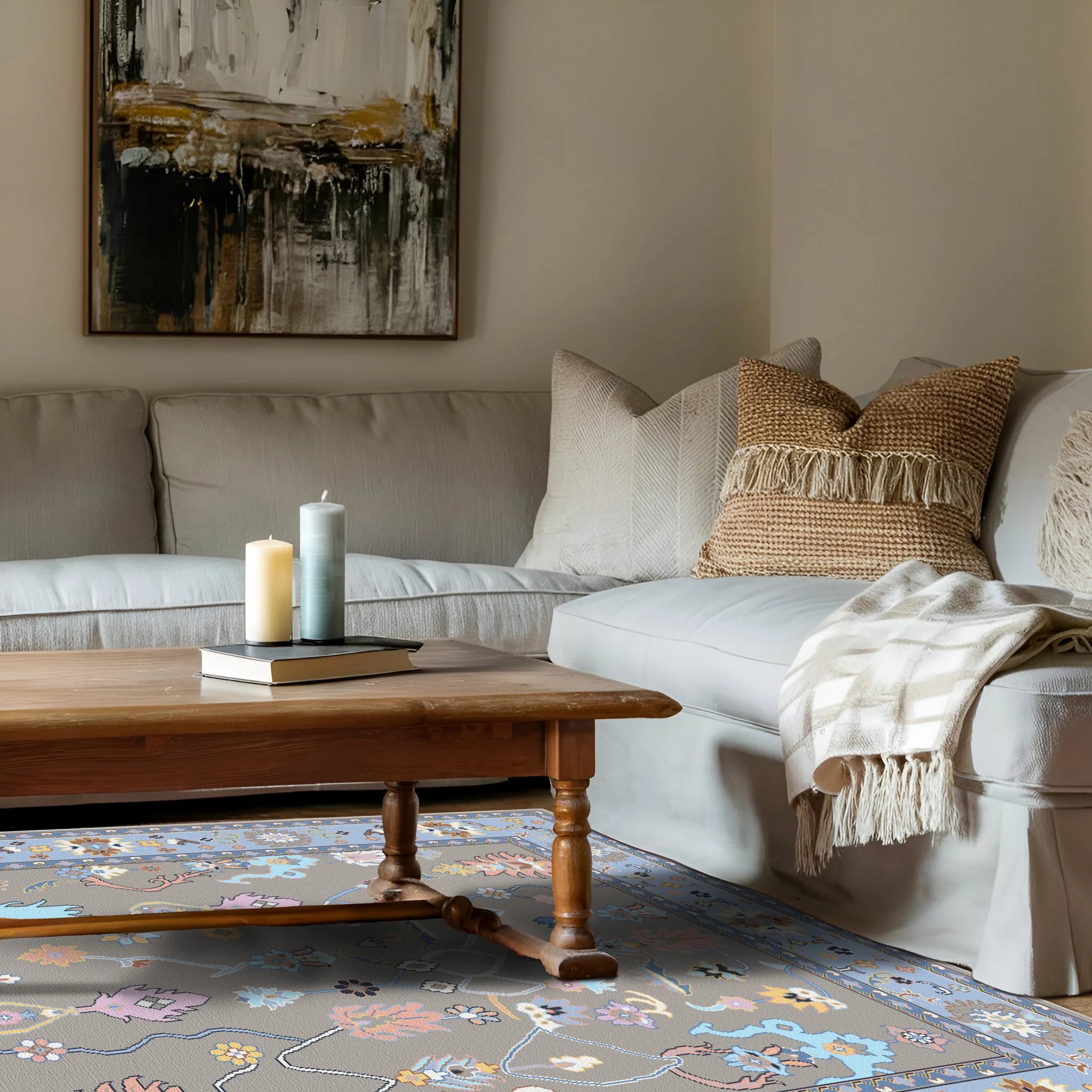 Aura Sky Meadow Floral Rug