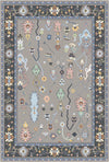 Aura Charcoal Meadow Floral Rug Gray
