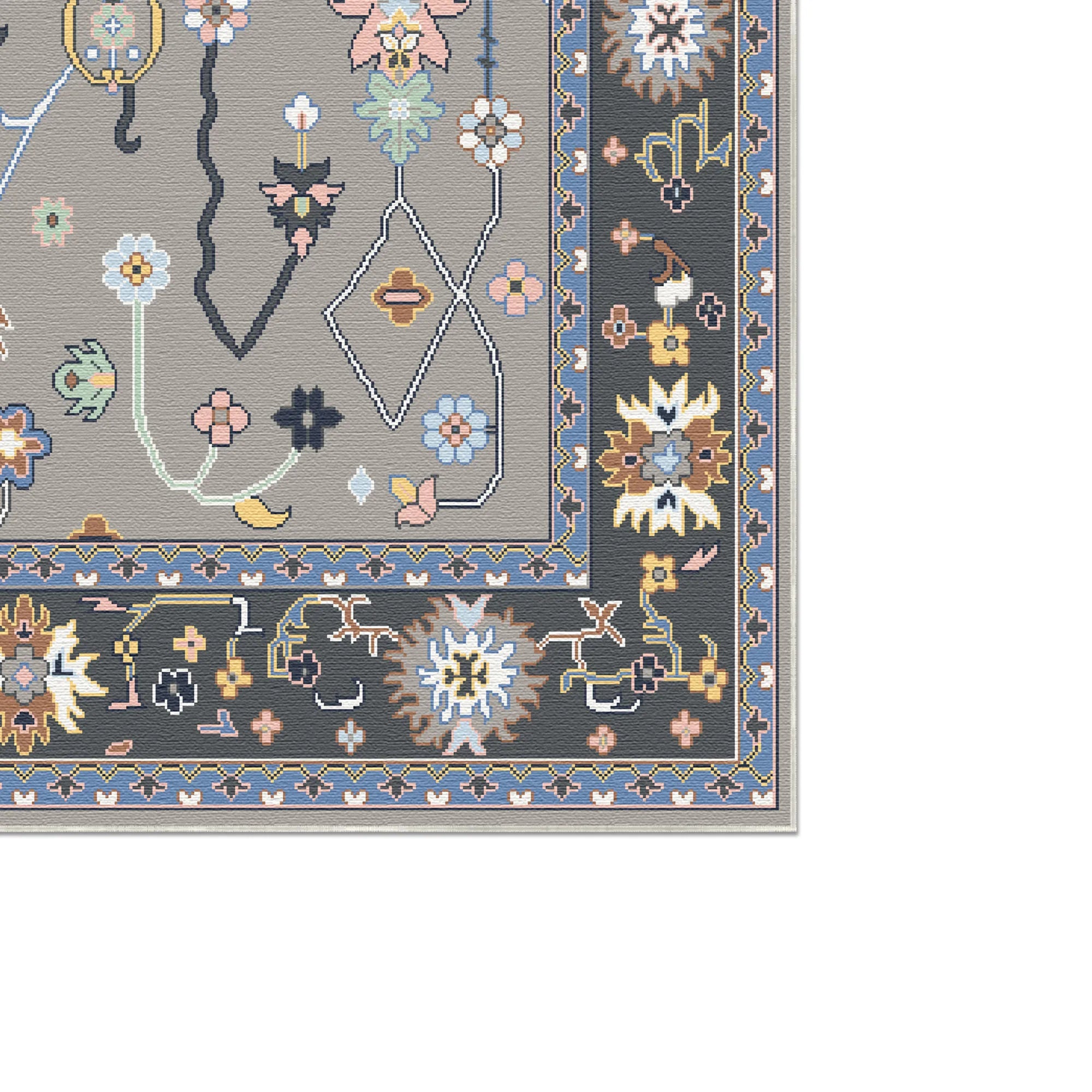 Aura Charcoal Meadow Floral Rug