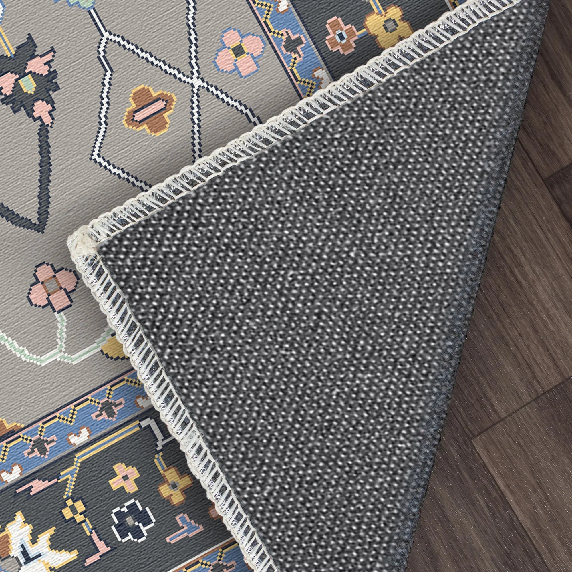 Aura Charcoal Meadow Floral Rug