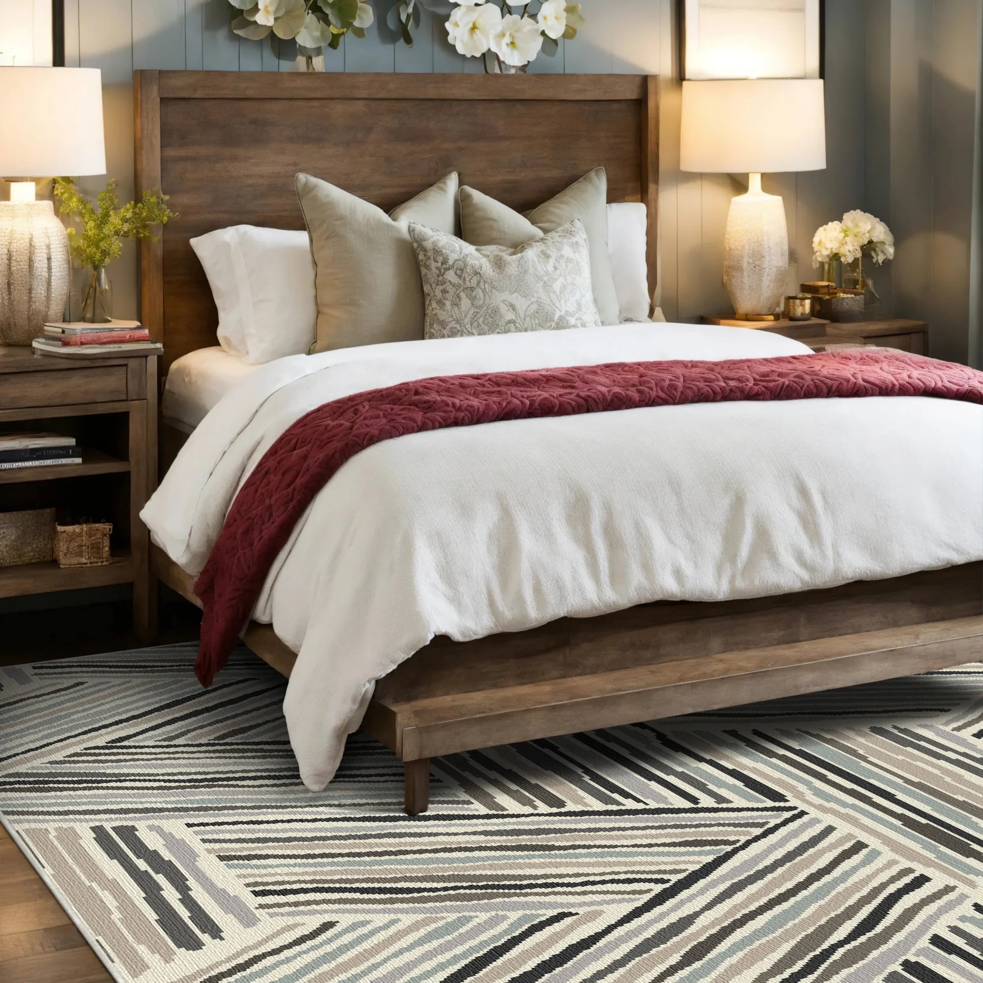 Modern Linear Geometric Triangle Rug