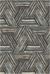 Modern Charcoal Linear Triangle Rug Gray