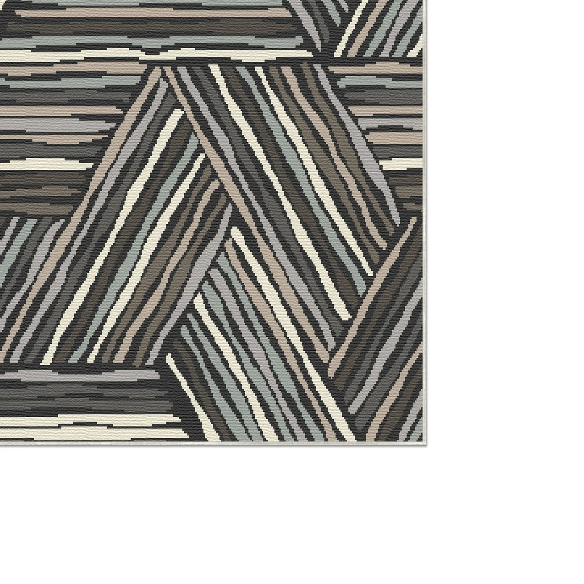 Modern Charcoal Linear Triangle Rug