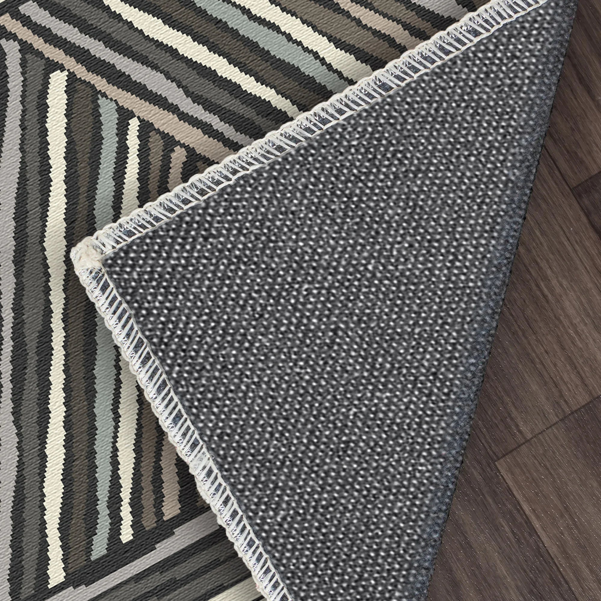 Modern Charcoal Linear Triangle Rug