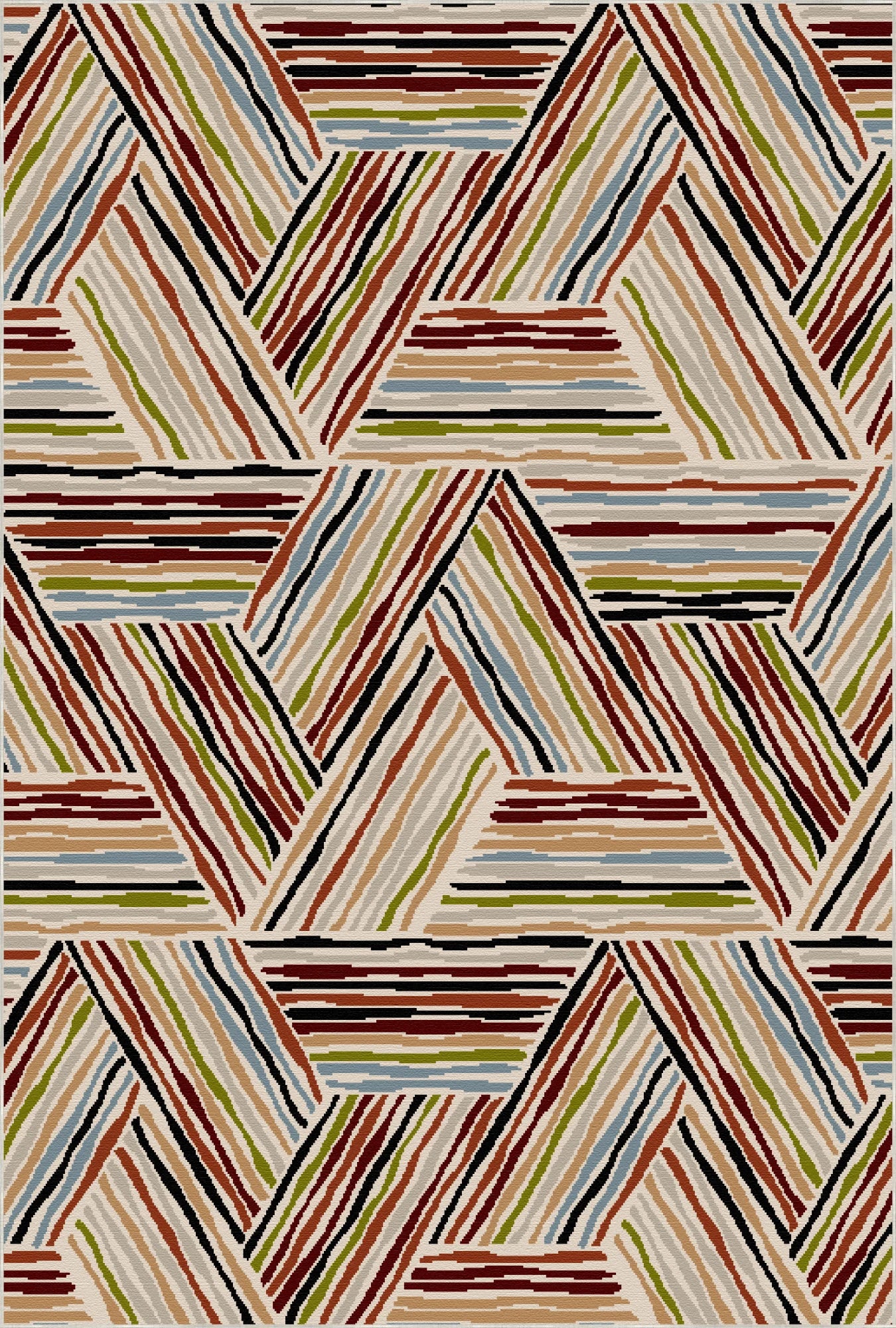 Eclectic Multicolor Linear Geometric Rug