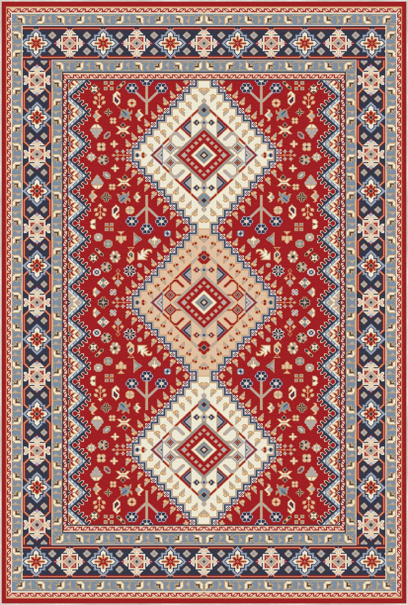 Kaya Crimson Diamond Tribal Rug