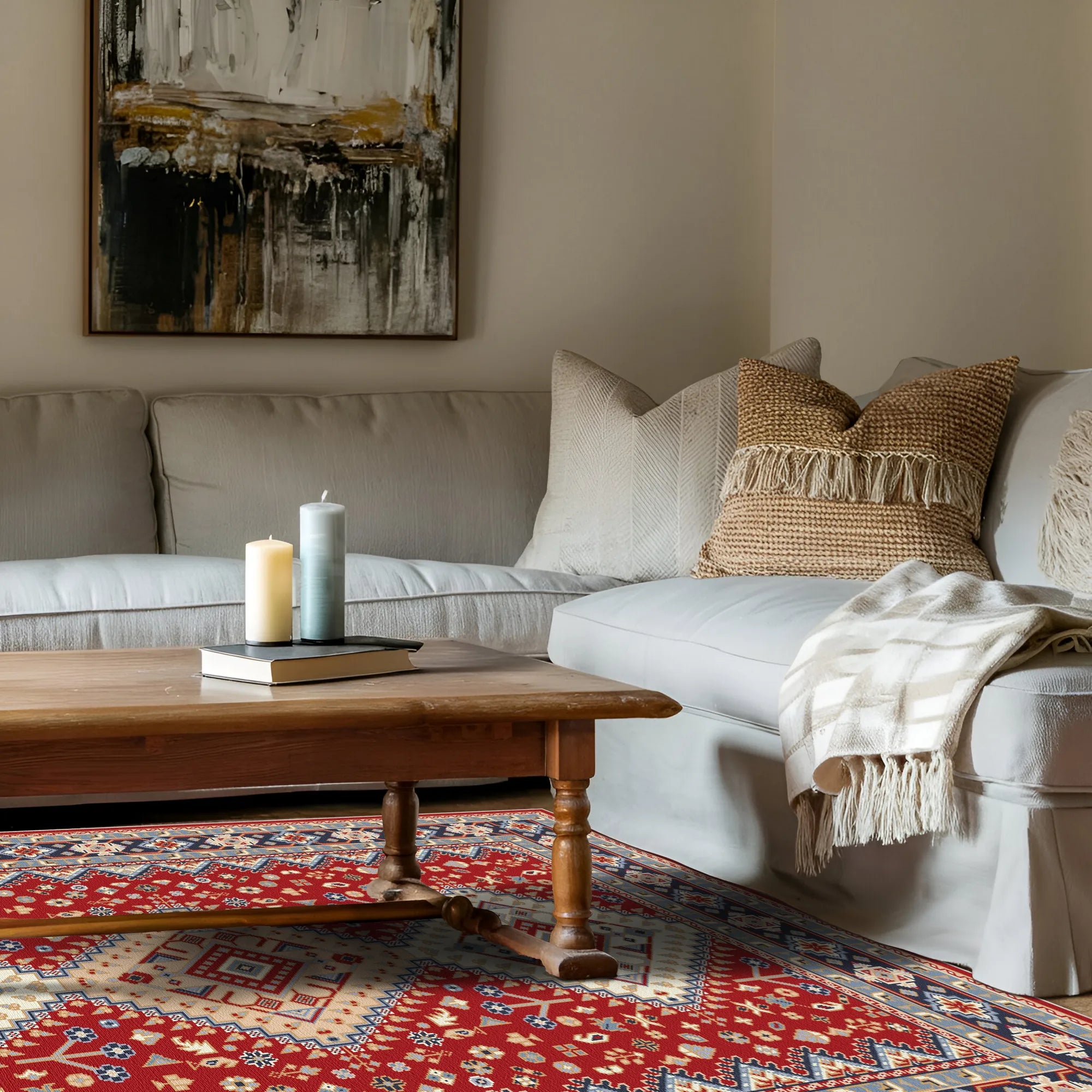 Kaya Crimson Diamond Tribal Rug