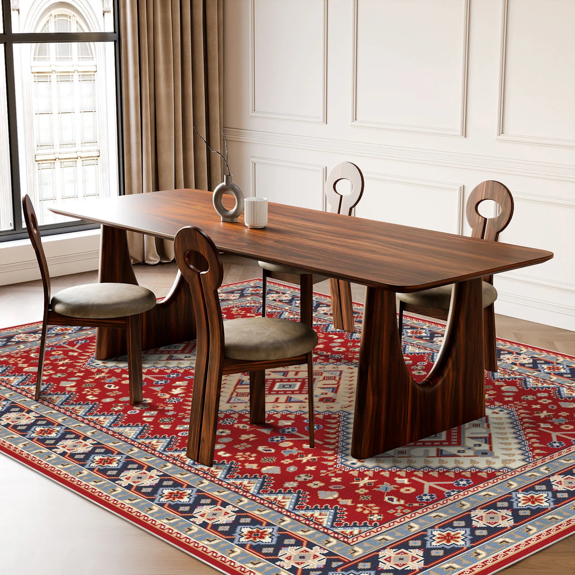 Kaya Crimson Diamond Tribal Rug