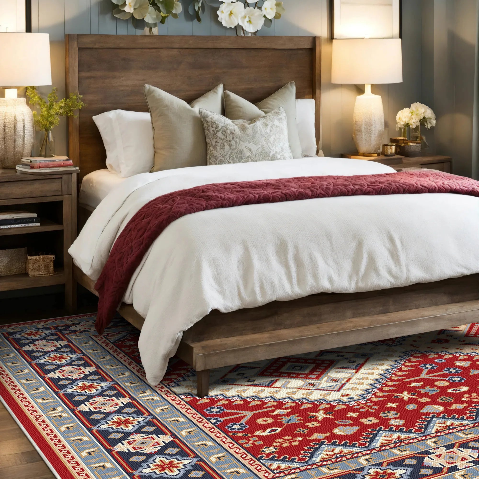 Kaya Crimson Diamond Tribal Rug