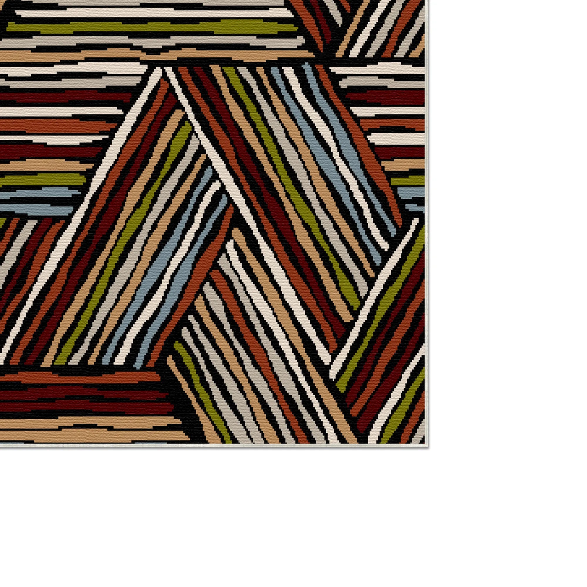 Vibrant Rust Linear Triangle Rug