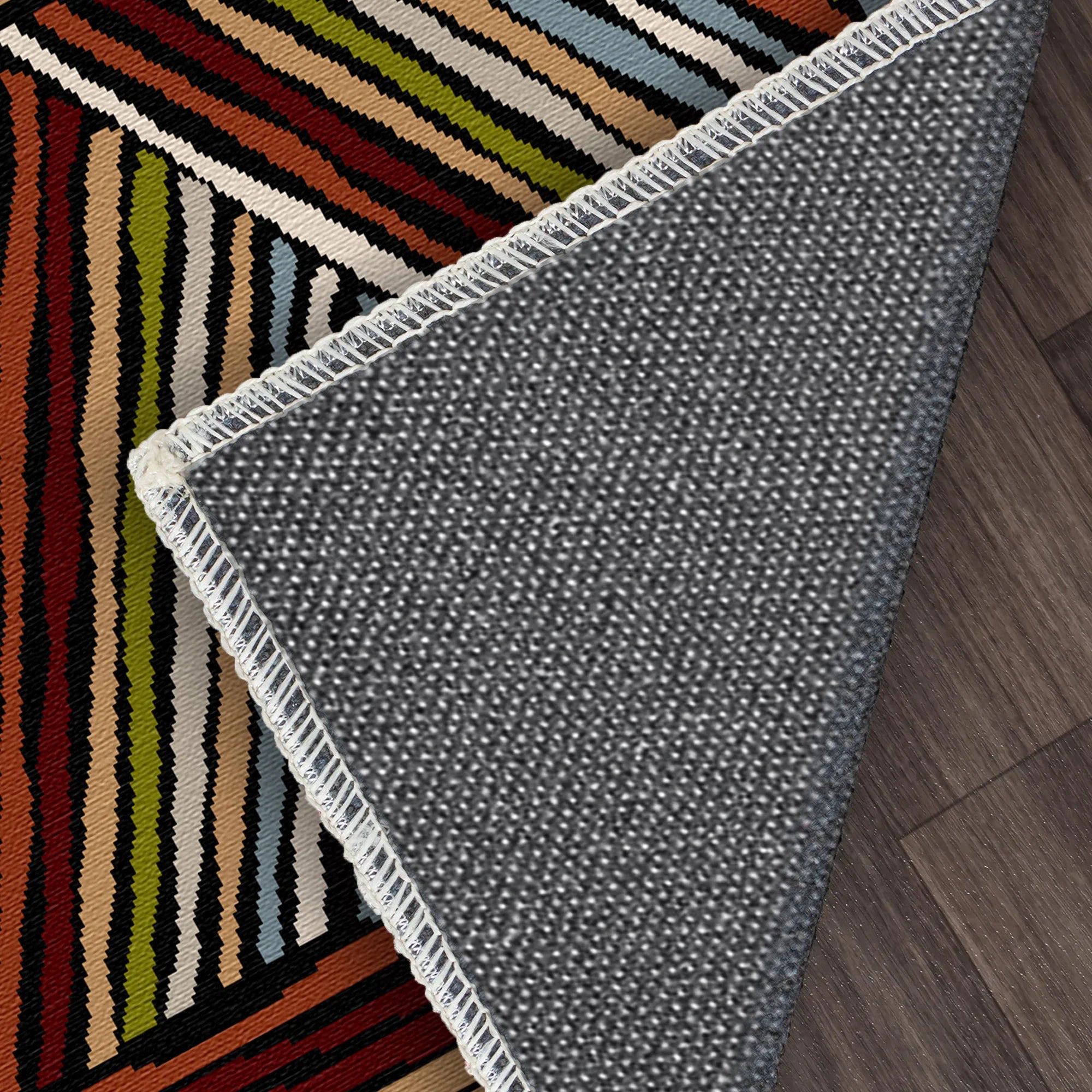 Vibrant Rust Linear Triangle Rug