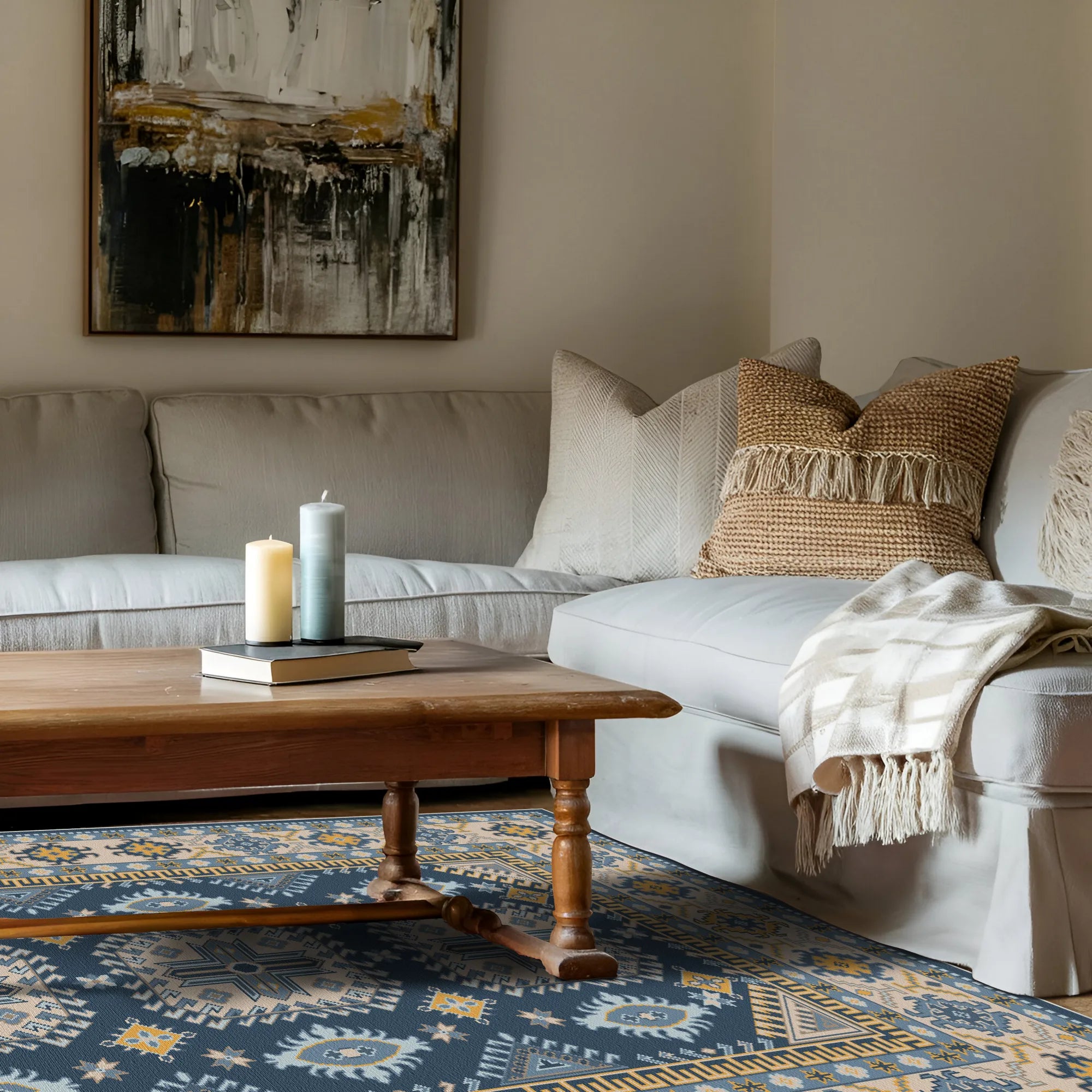 Milo Indigo Shield Geometric Rug