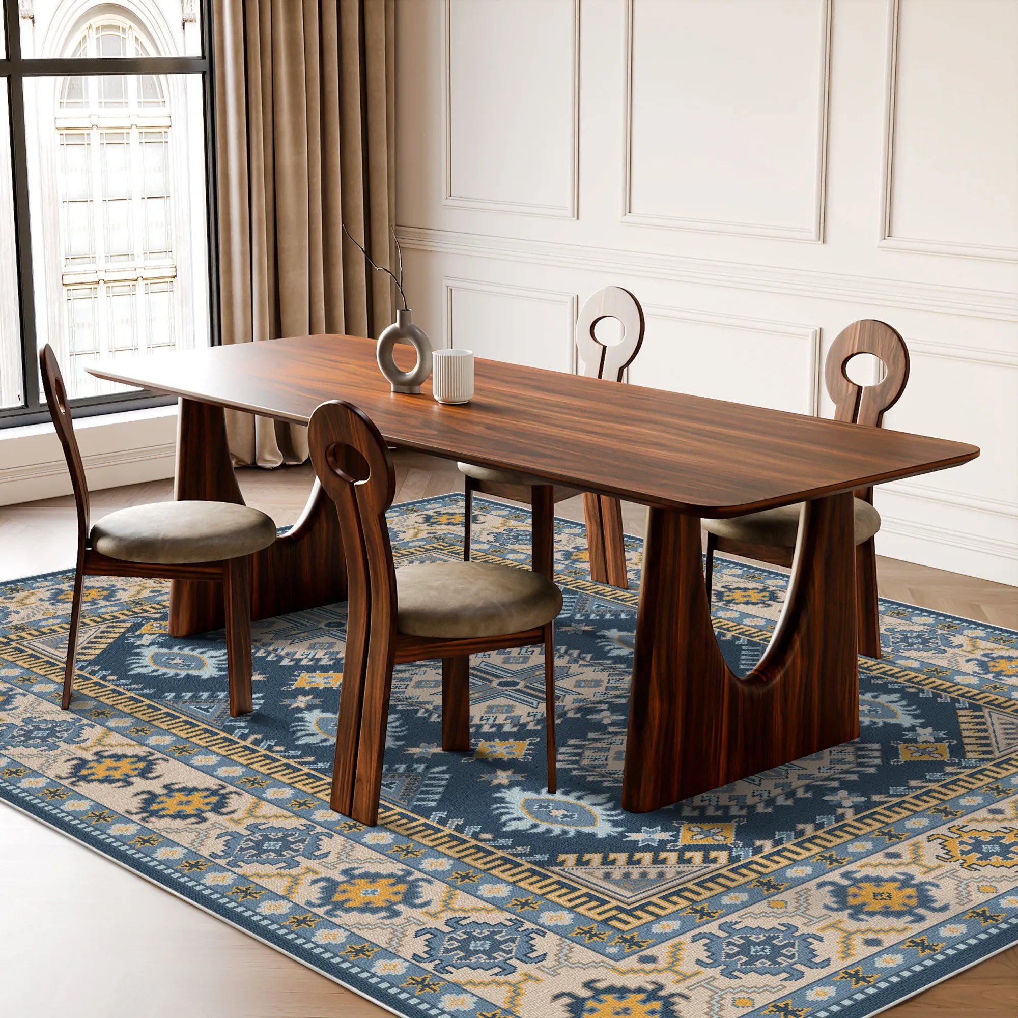 Milo Indigo Shield Geometric Rug