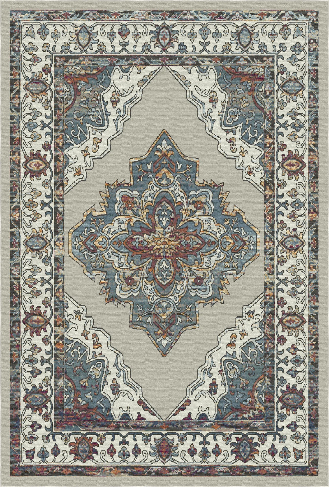 Silver Oasis Medallion Heritage Rug