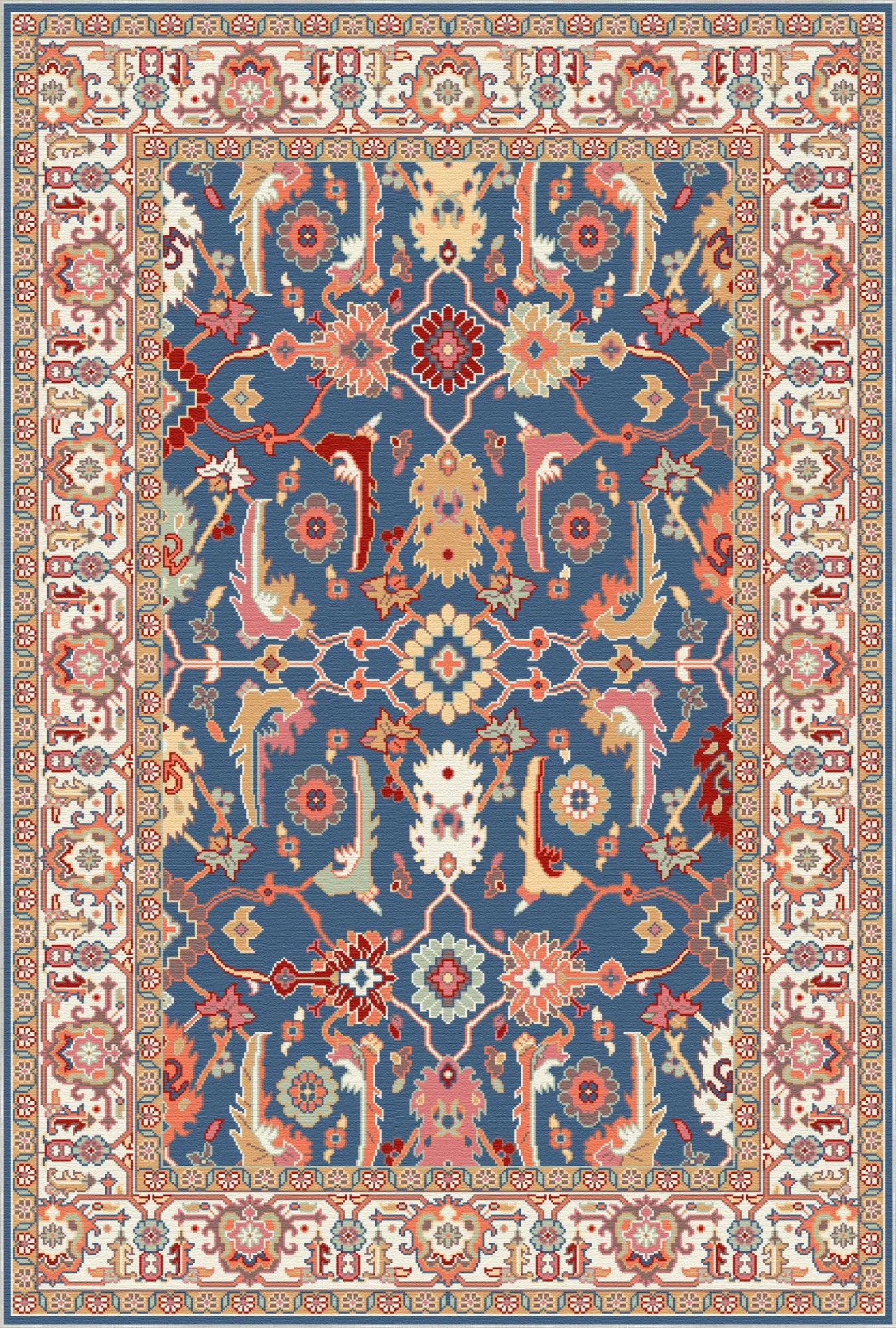 Aria Cerulean Palace Floral Rug