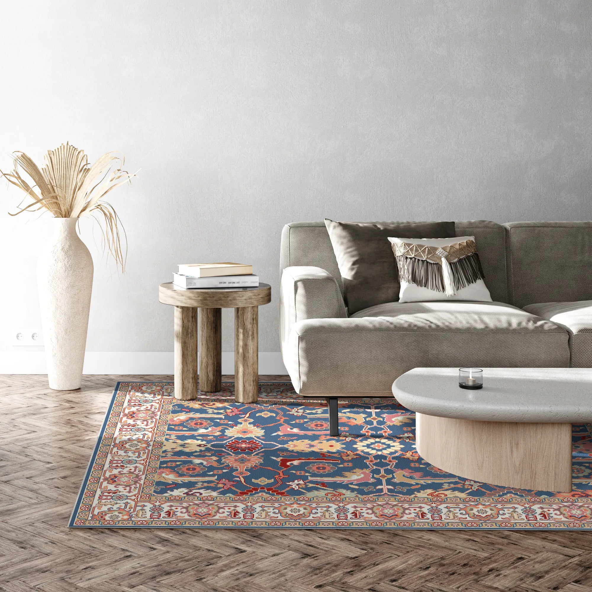 Aria Cerulean Palace Floral Rug