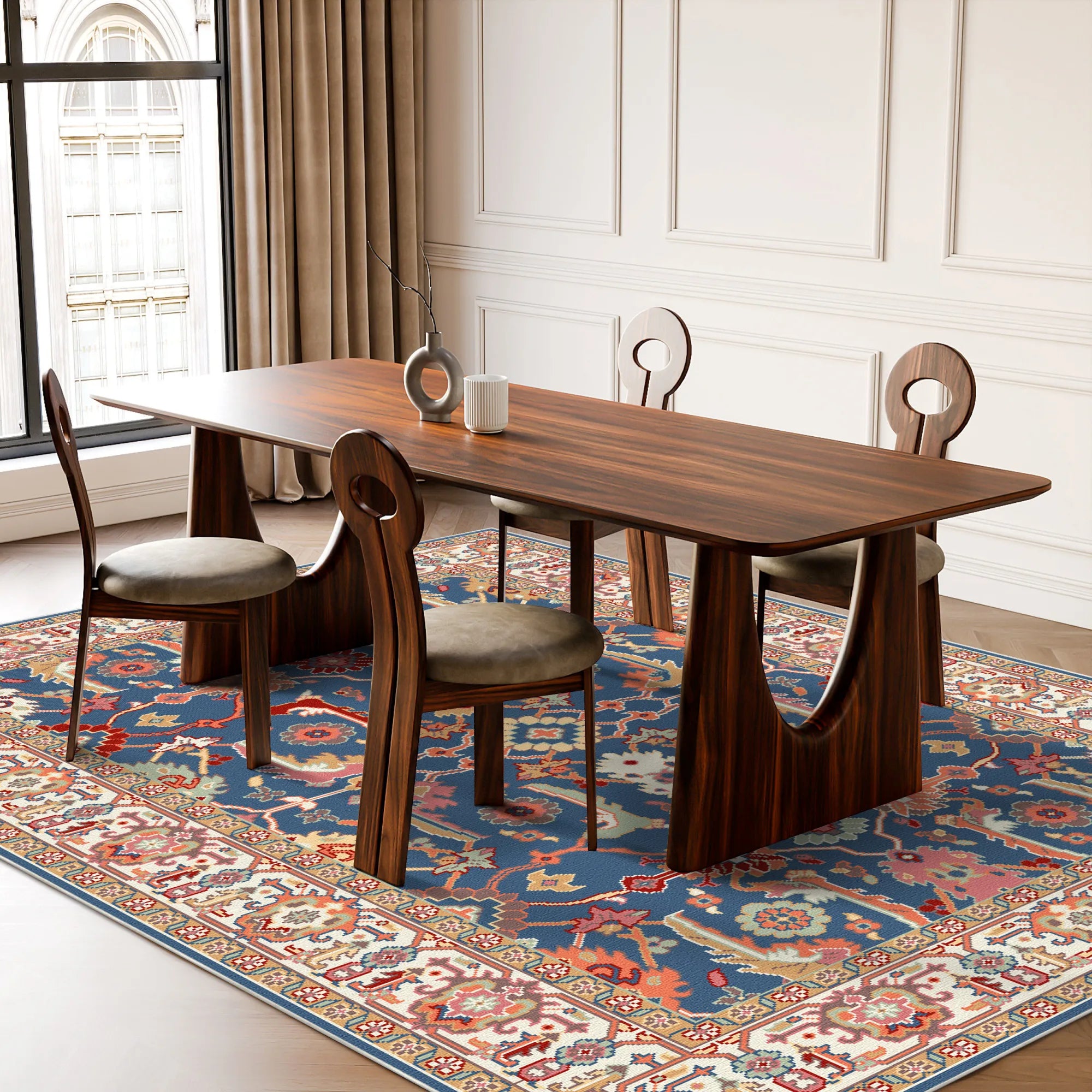 Aria Cerulean Palace Floral Rug