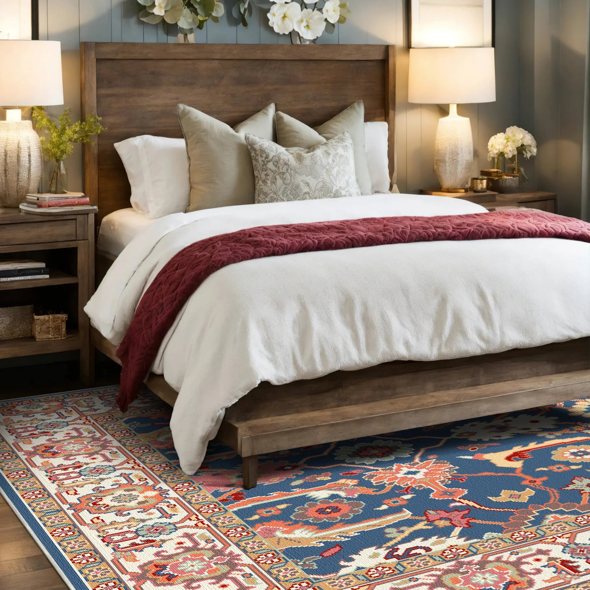 Aria Cerulean Palace Floral Rug