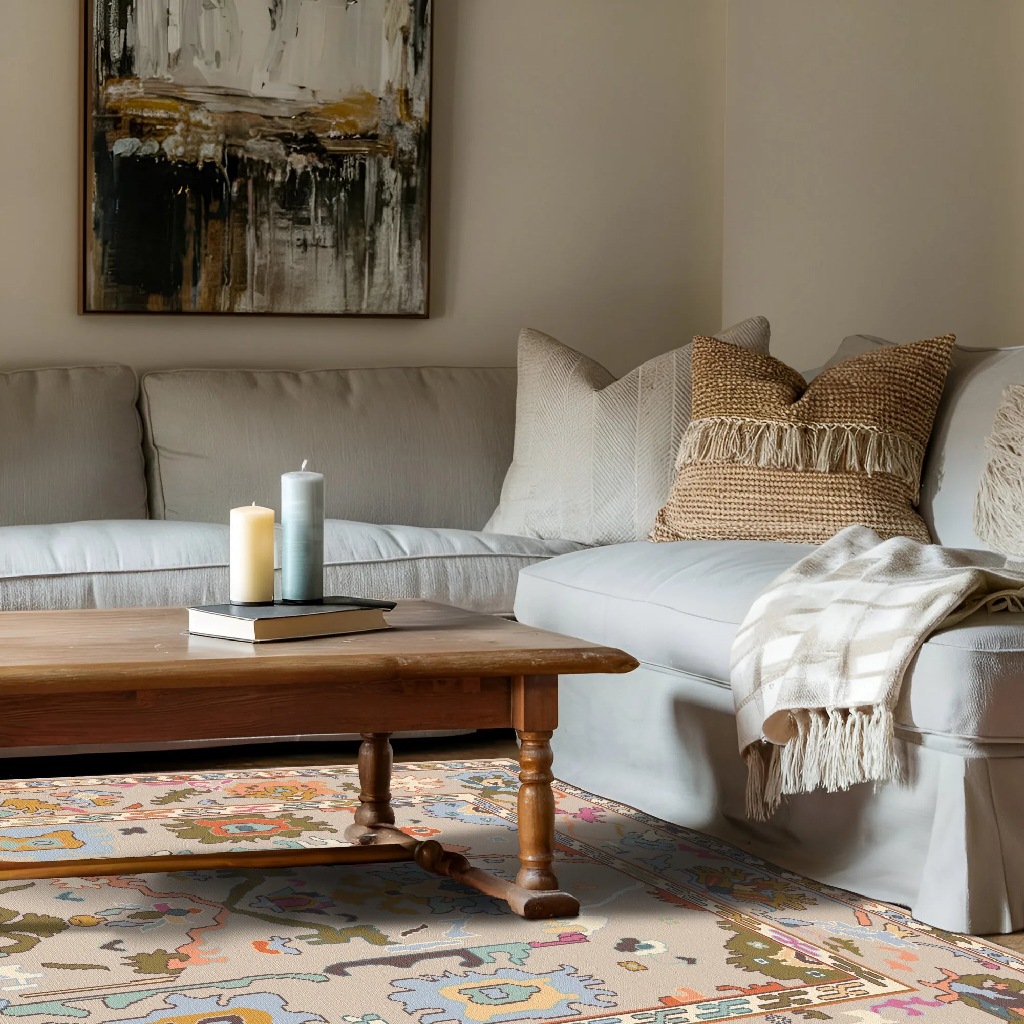 Vora Mink Abstract Folk Rug