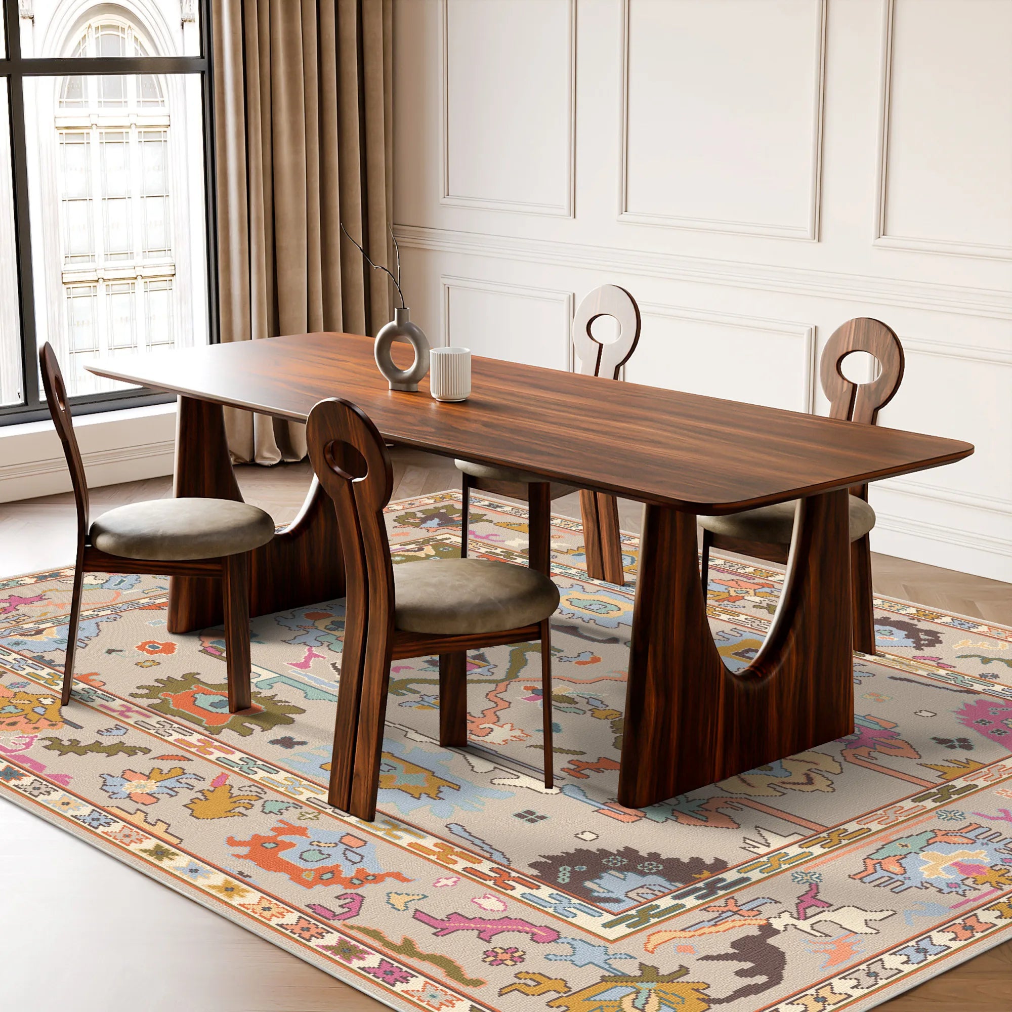 Vora Mink Abstract Folk Rug