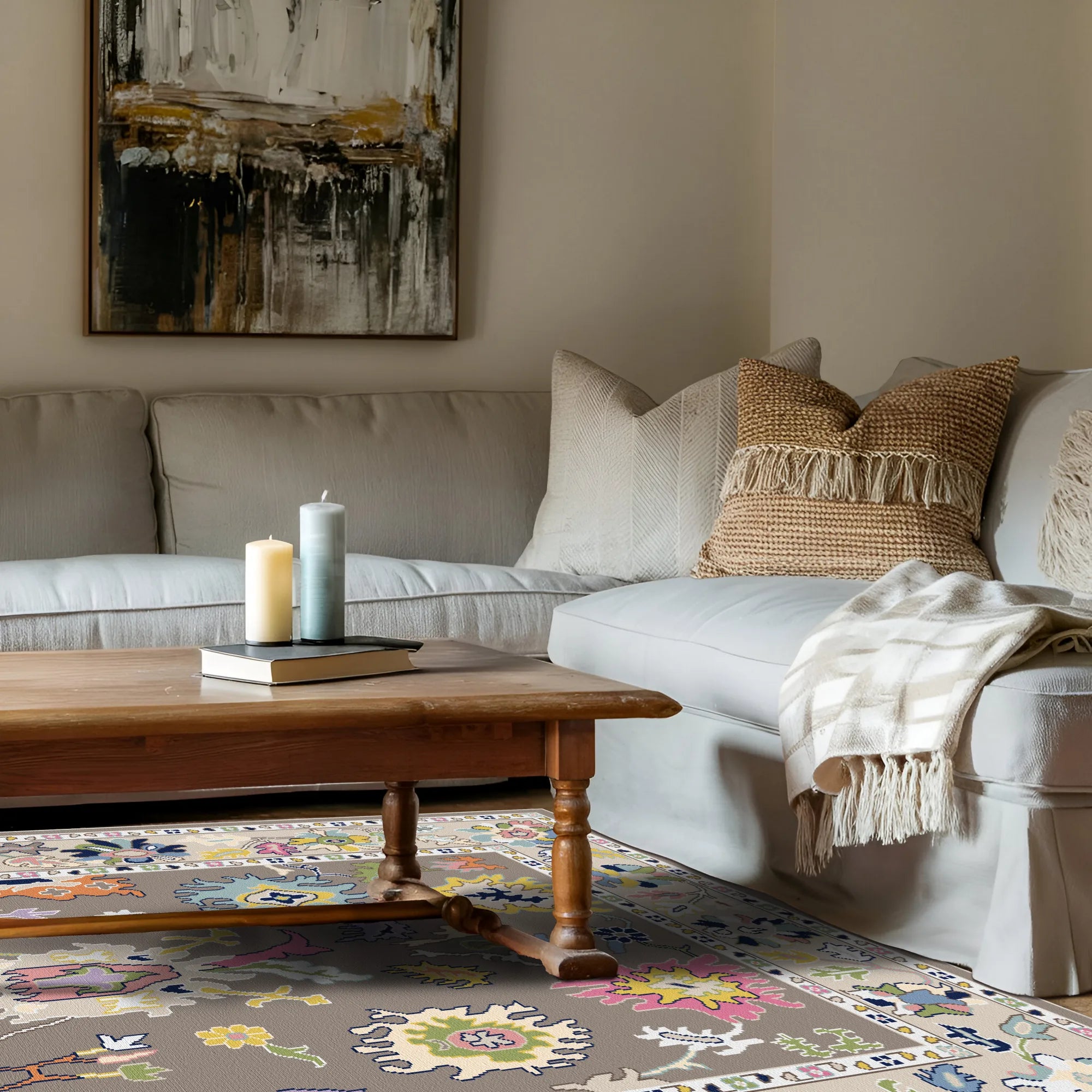 Aria Caramel Exotic Floral Rug