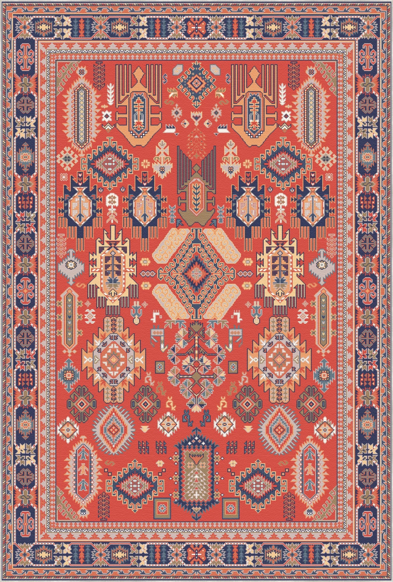 Zora Crimson Fortress Tribal Rug