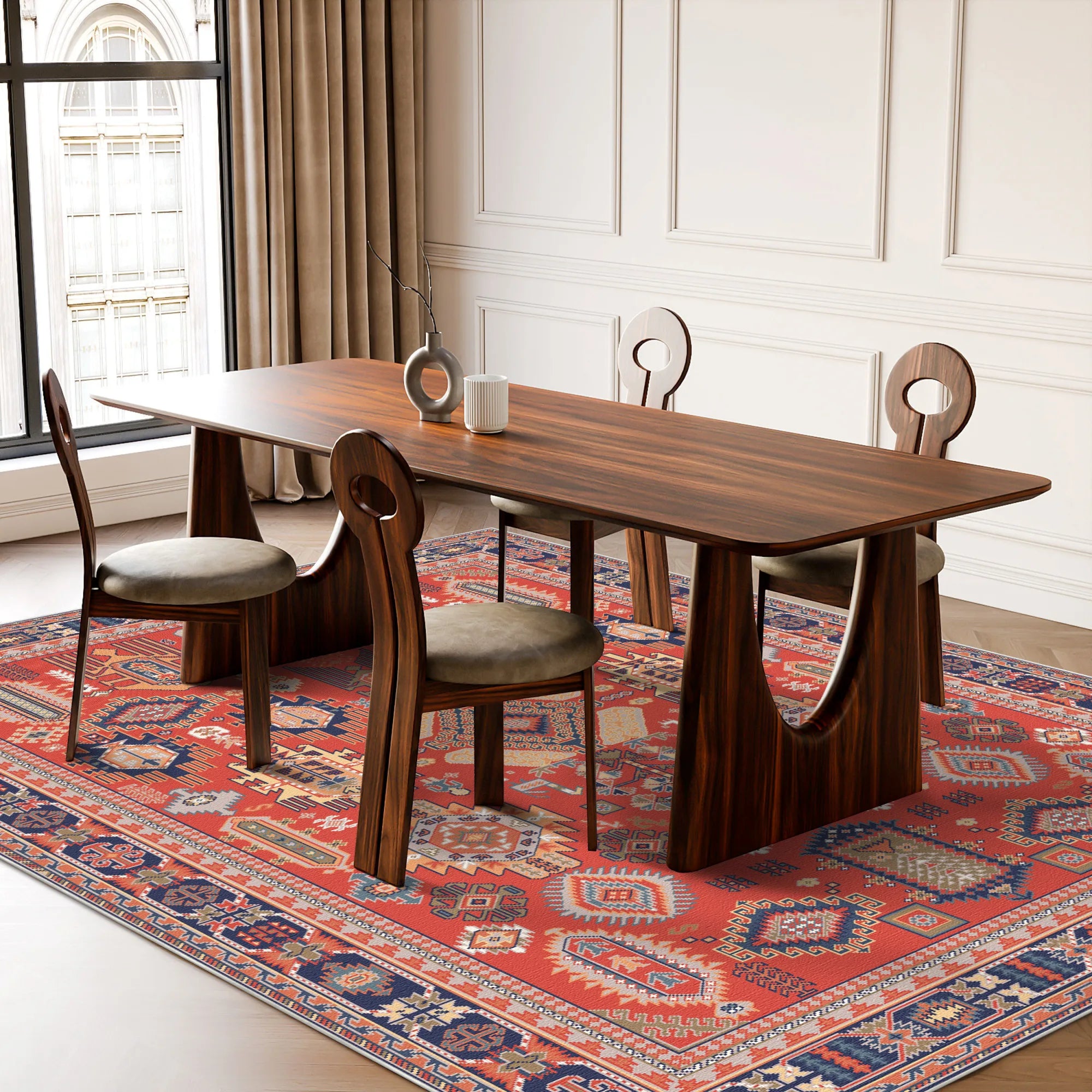 Zora Crimson Fortress Tribal Rug