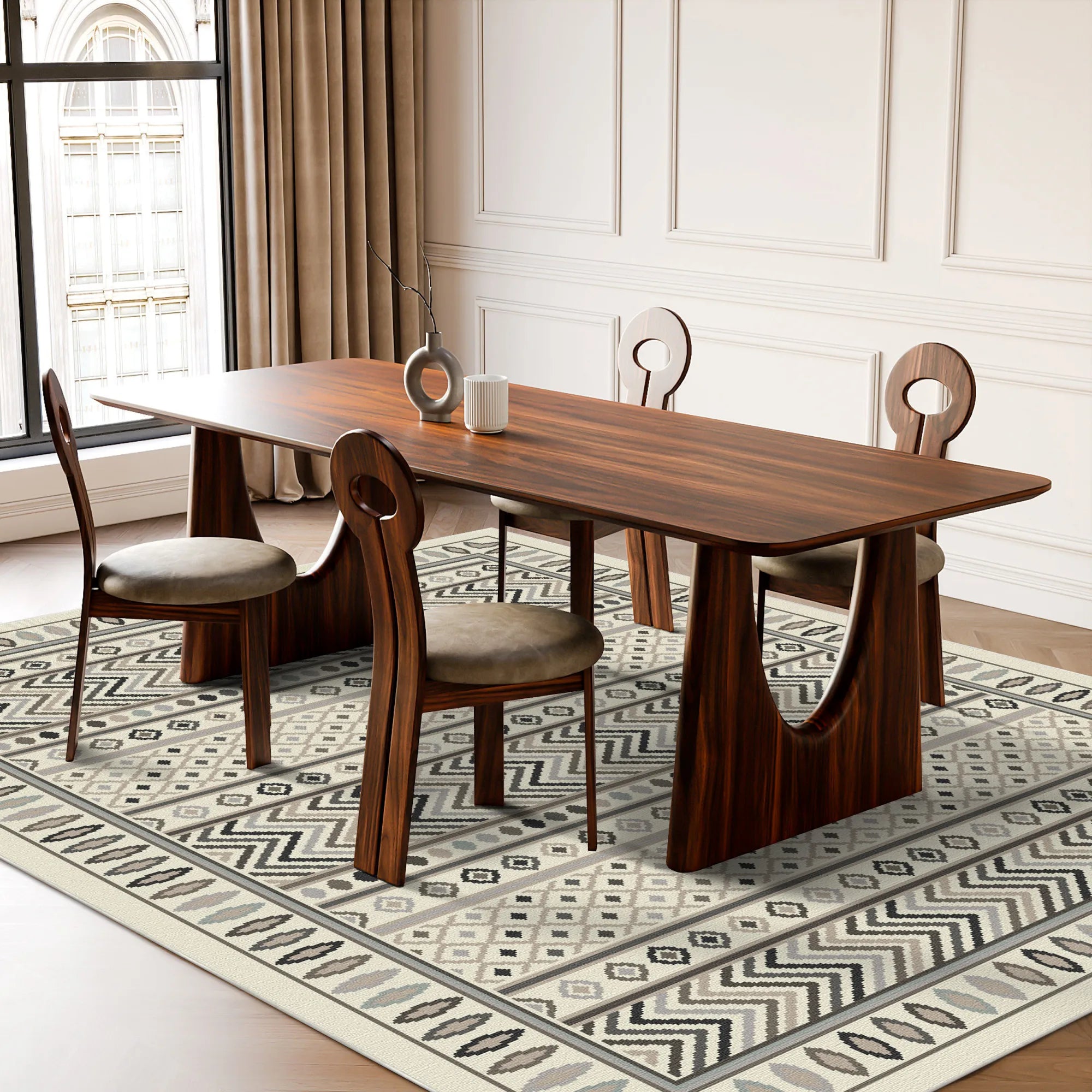 Desert Rhythm Geometric Washable Rug